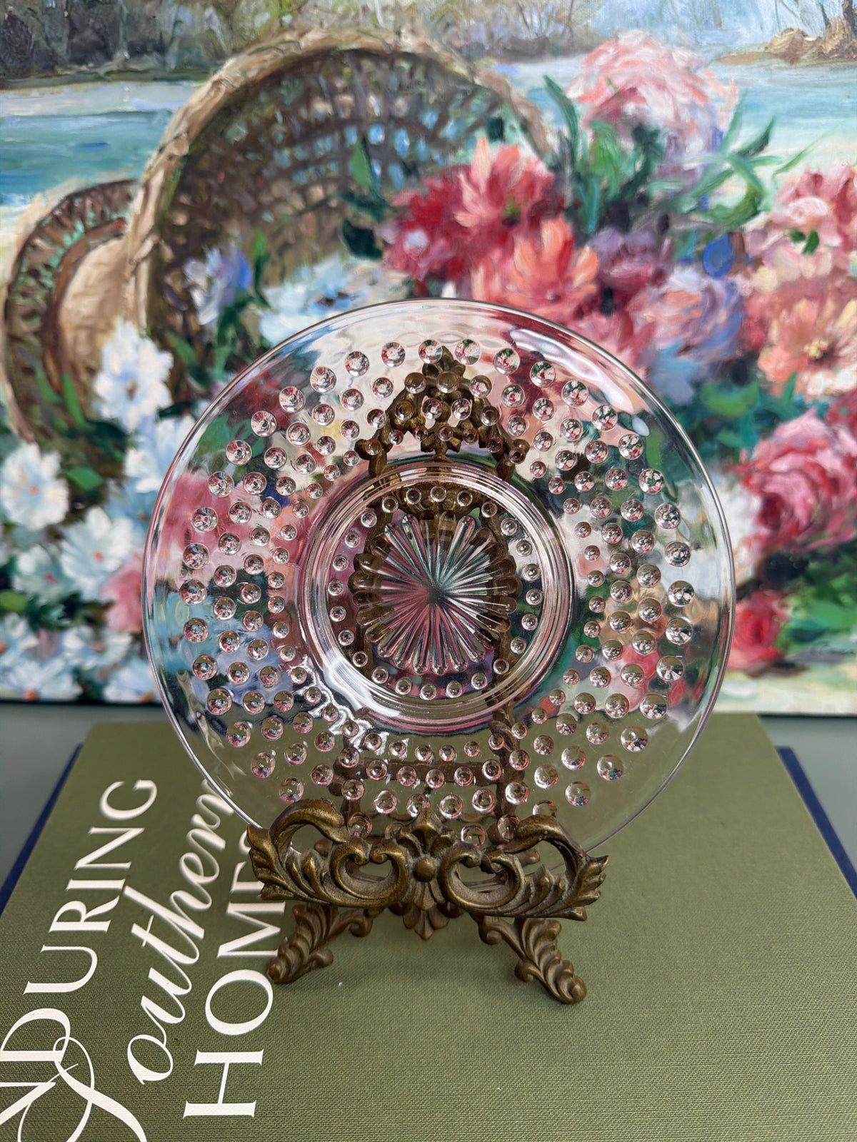 Light Pink Hobnail Saucer Glass Plate