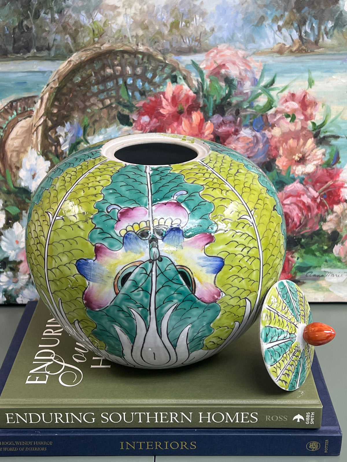 Round Bok Choy Lidded Temple Jar