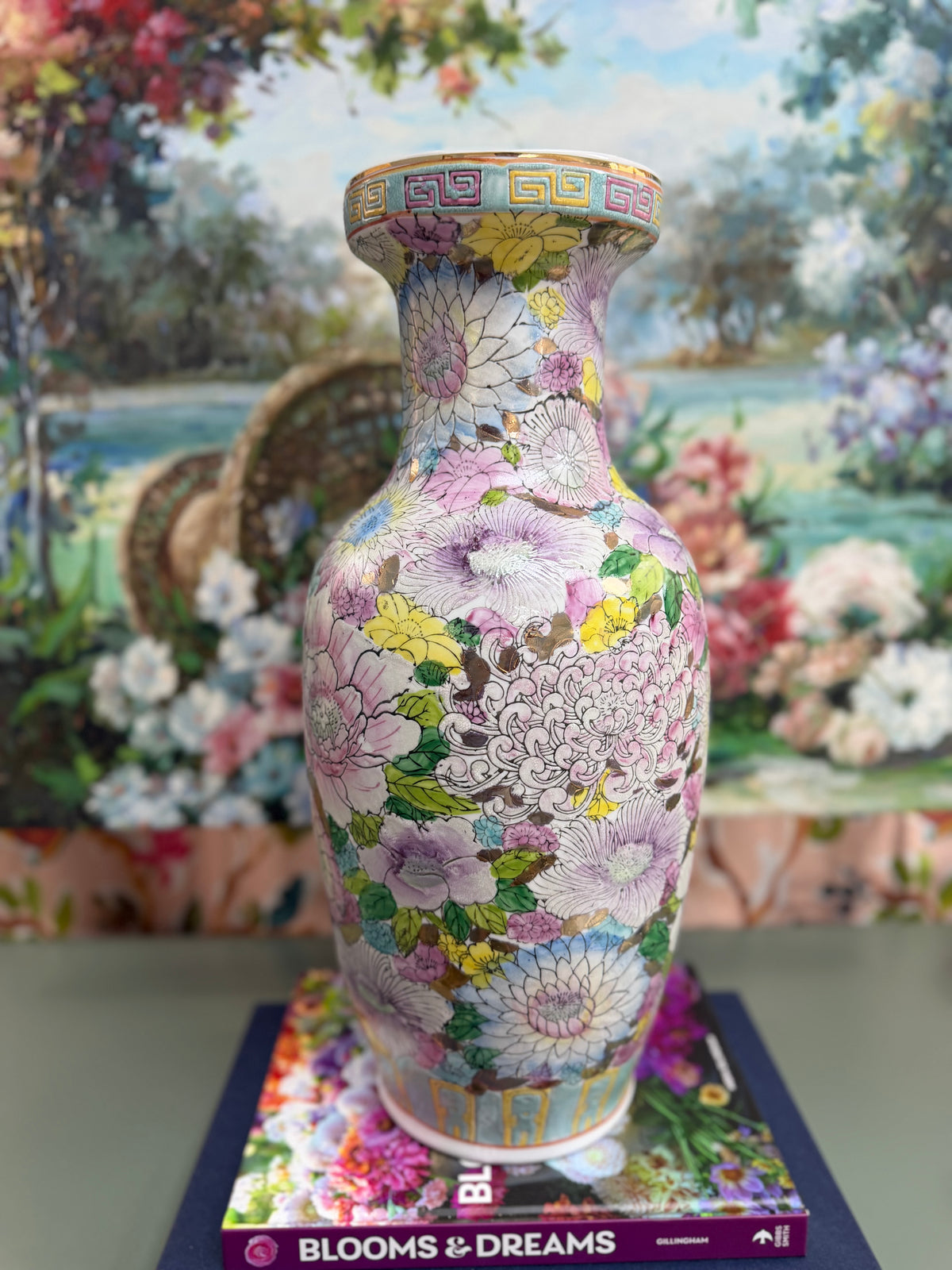 Vintage Large Golden Peony Vase