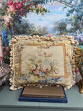 Floral Bow Needlepoint Pillow