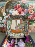 Vintage Squared Off Rose Medallion Trinket Dish