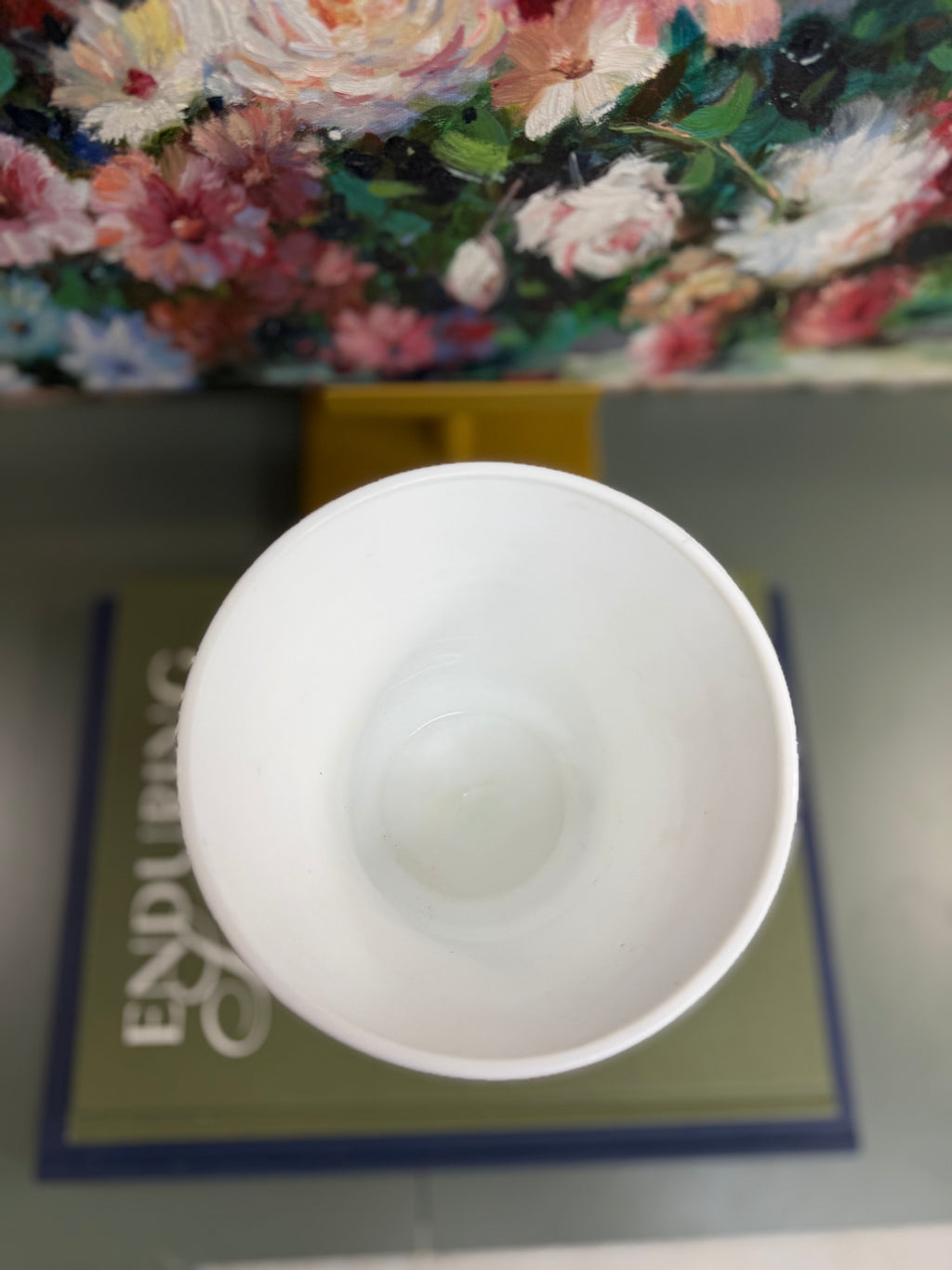 White Milk Glass Pedestal Urn Vase