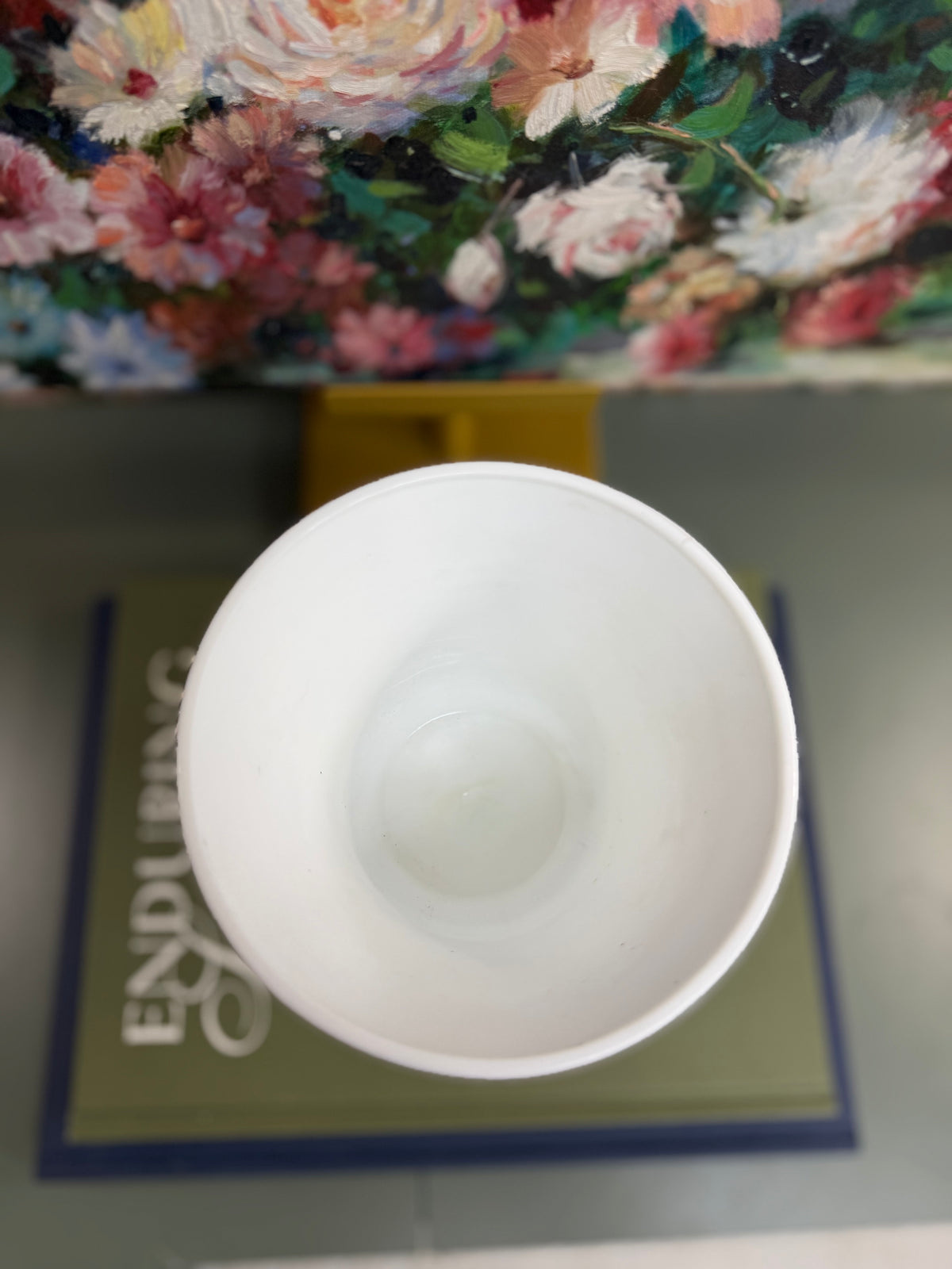 White Milk Glass Pedestal Urn Vase