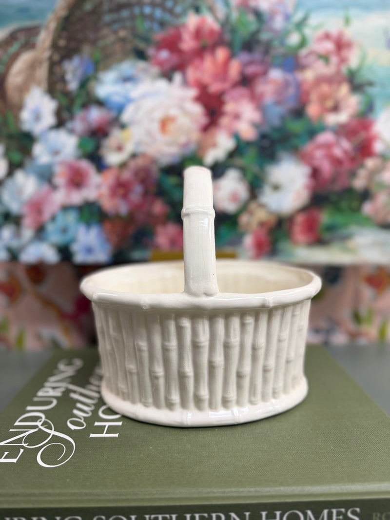 Bamboo Porcelain White Basket