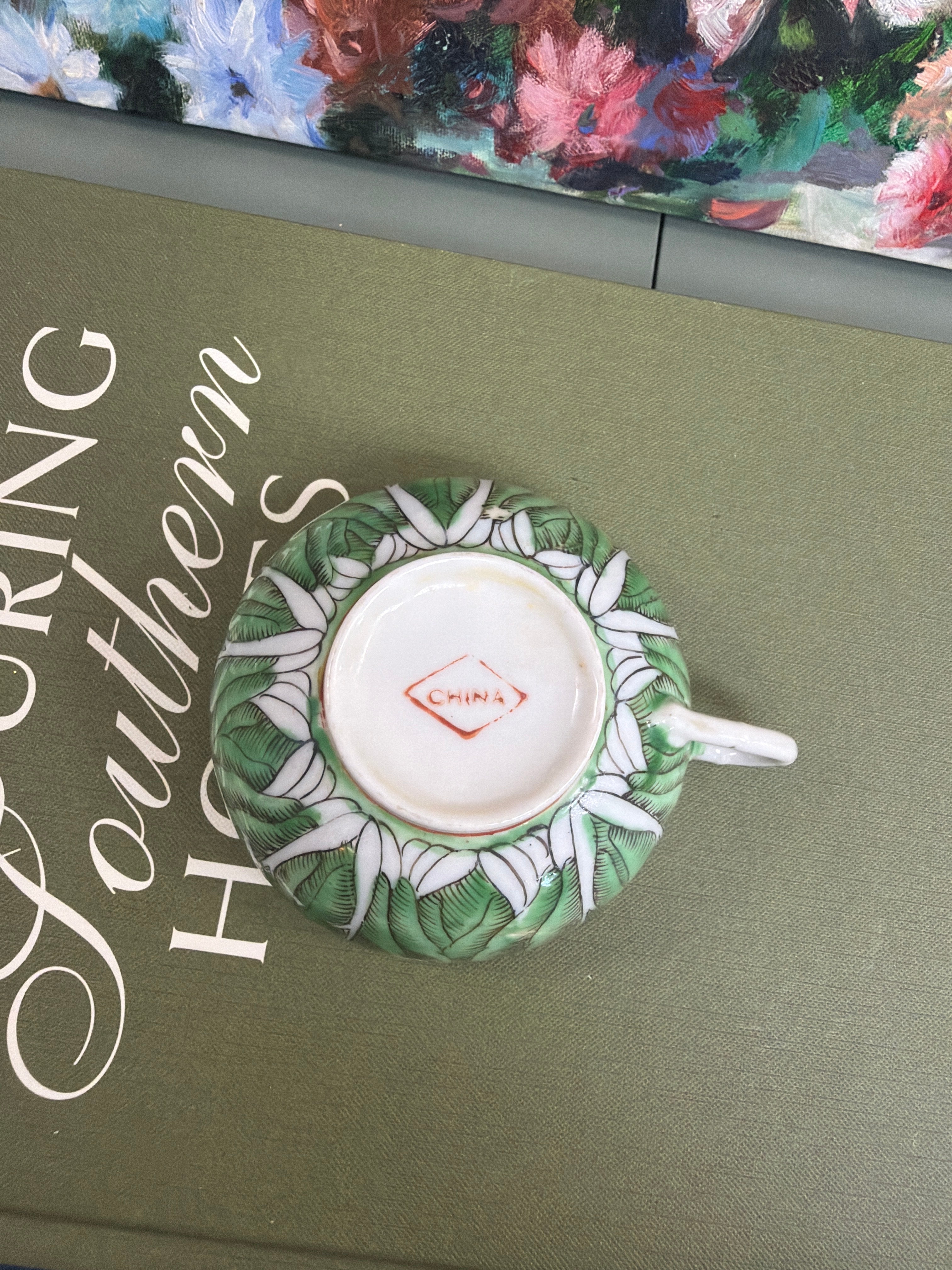 4” Rose Canton Rimmed Bok Choy Tea Cup