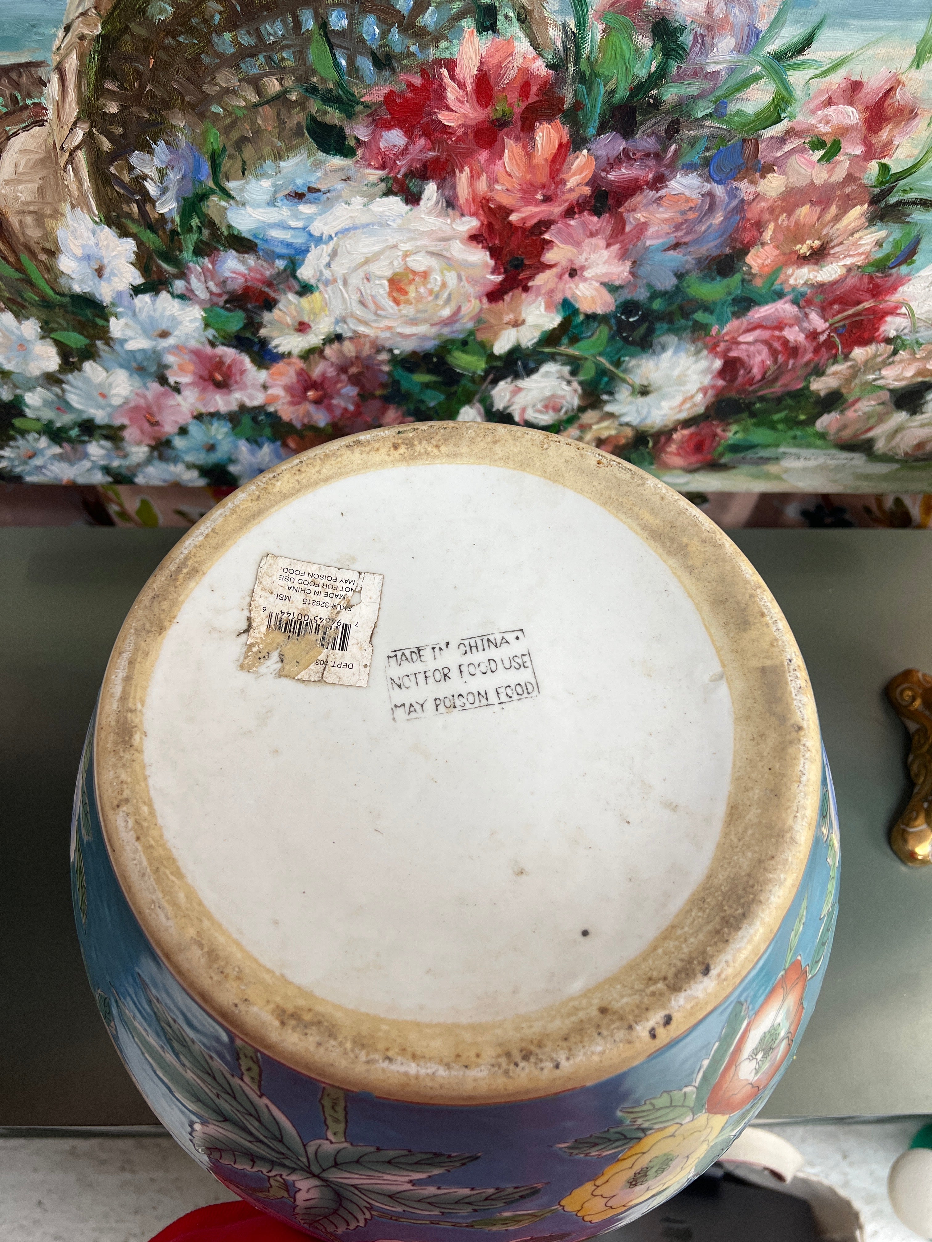 Medium Blue Floral Planter