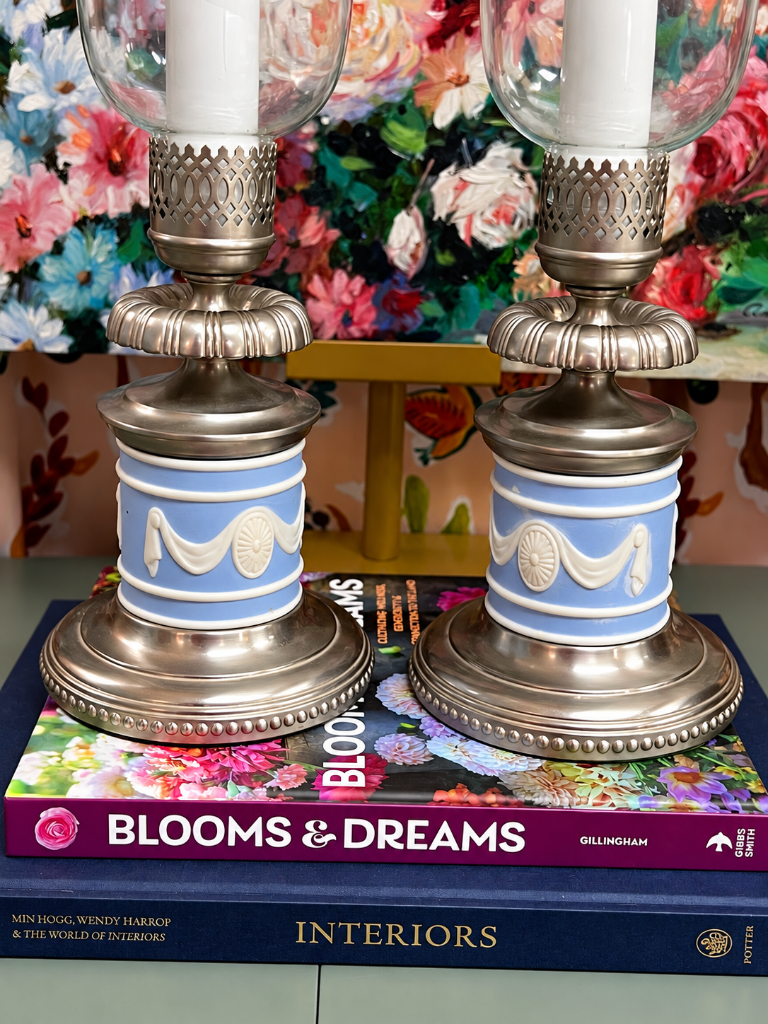 Pair of Blue Wedgwood Lamps