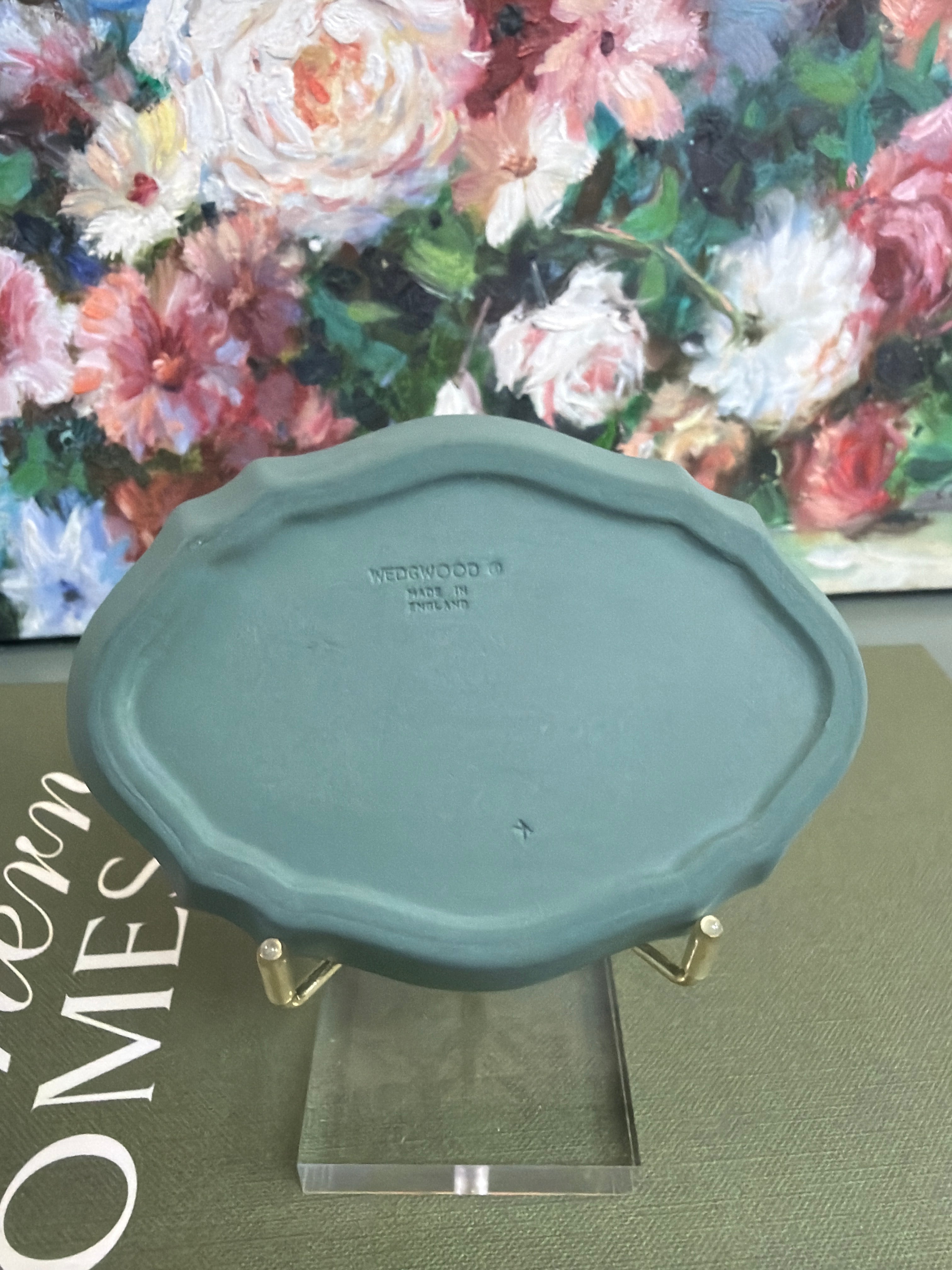 Teal Cherub and Lion Wedgwood Tray