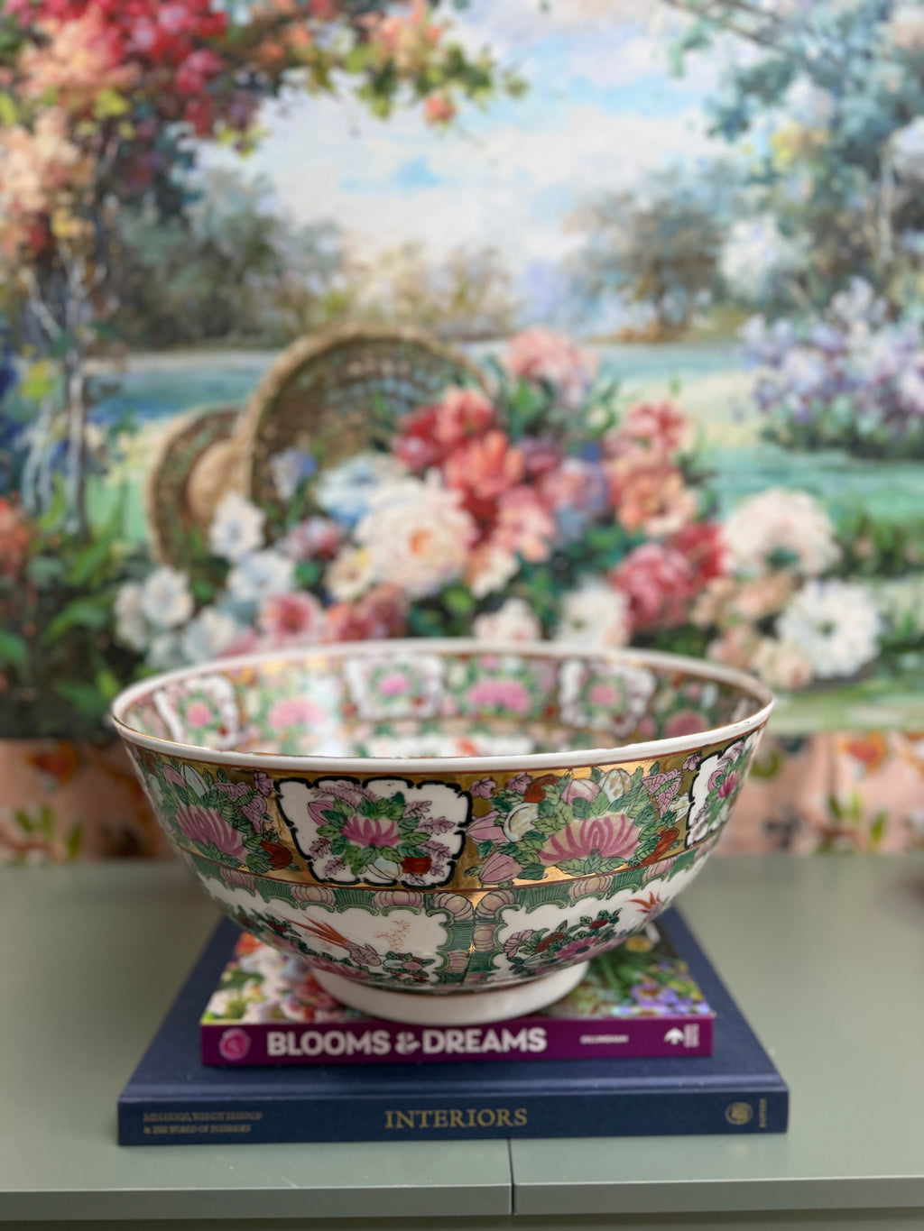Vintage 14” Rose Canton Bowl