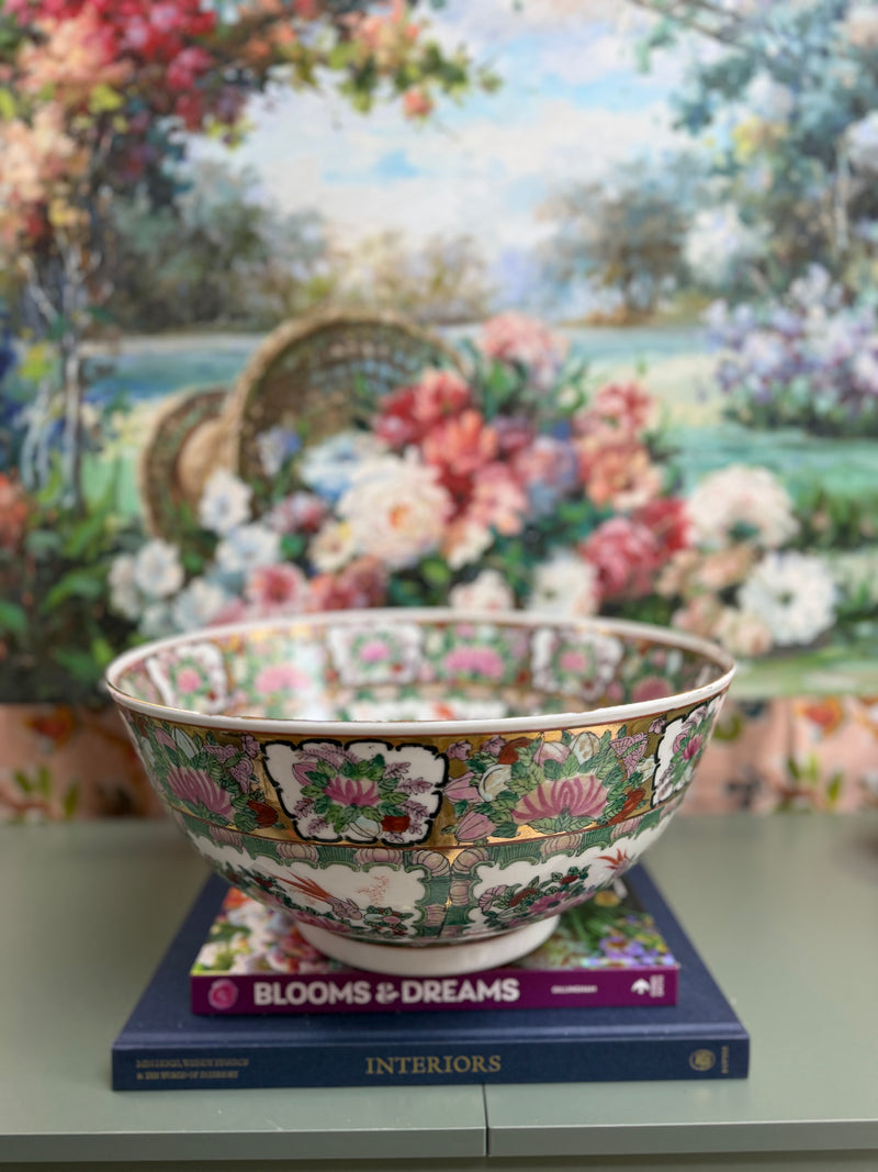 Vintage 14” Rose Canton Bowl