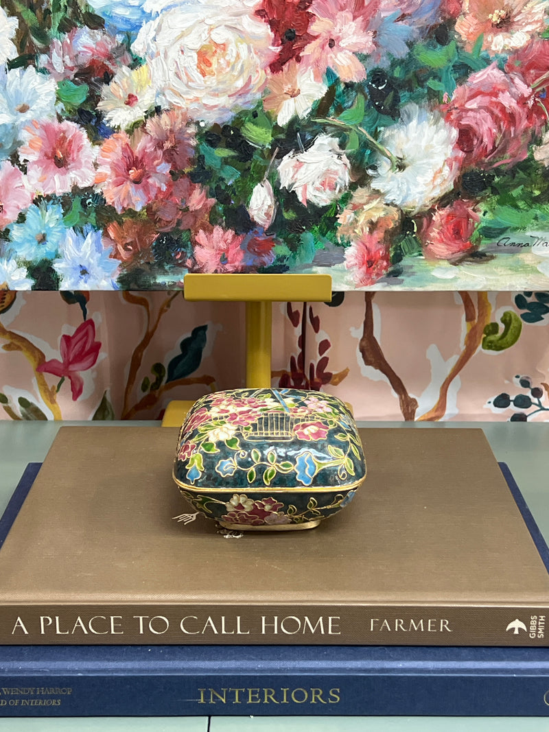 Cloissone Floral Trinket Box