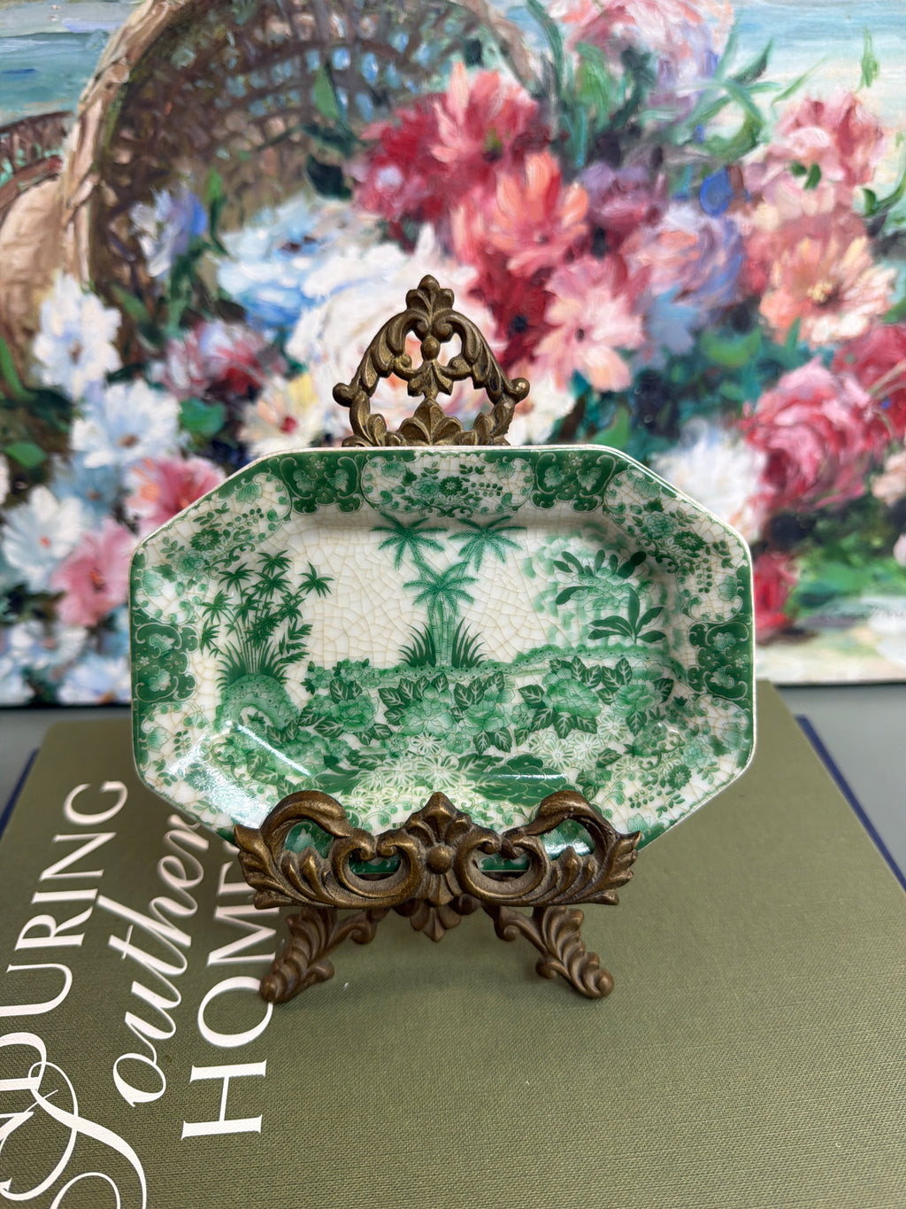 Green Palm Hexagonal Tray