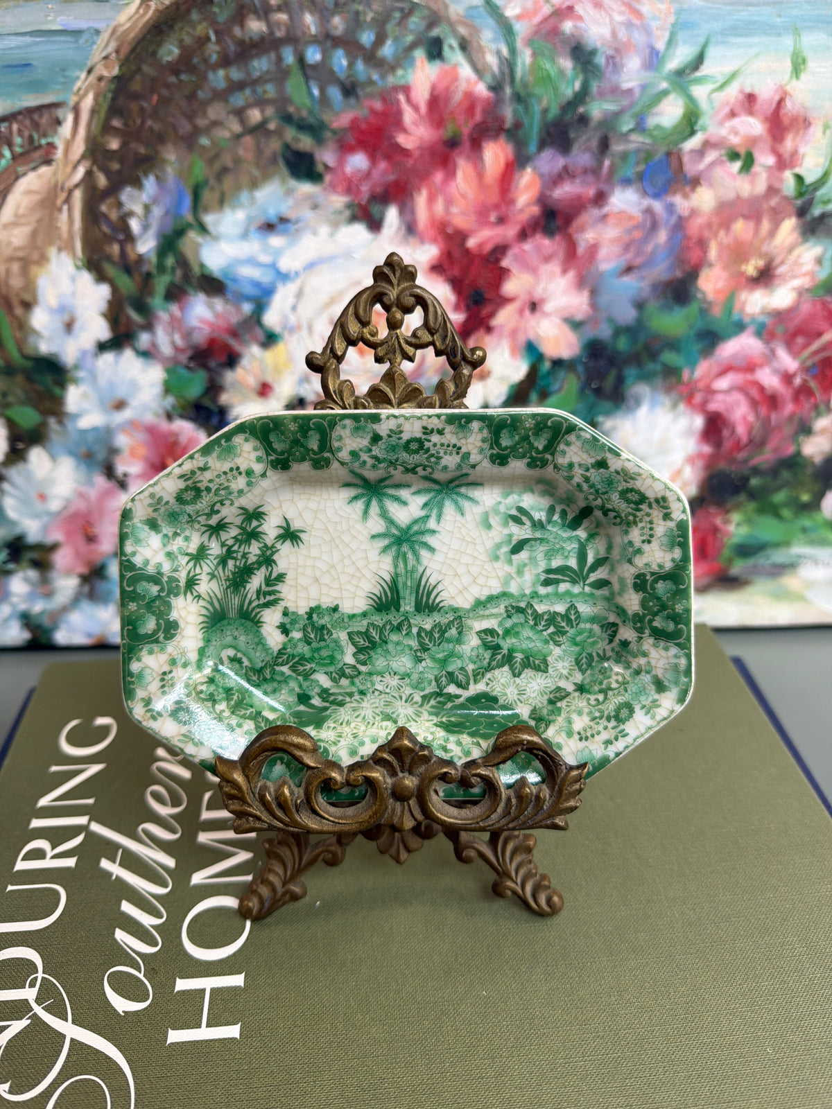 Green Palm Hexagonal Tray