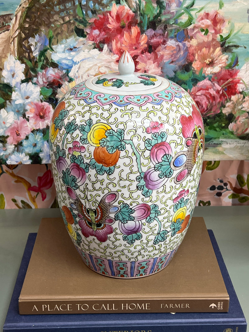 Colorful Butterly Temple Jar