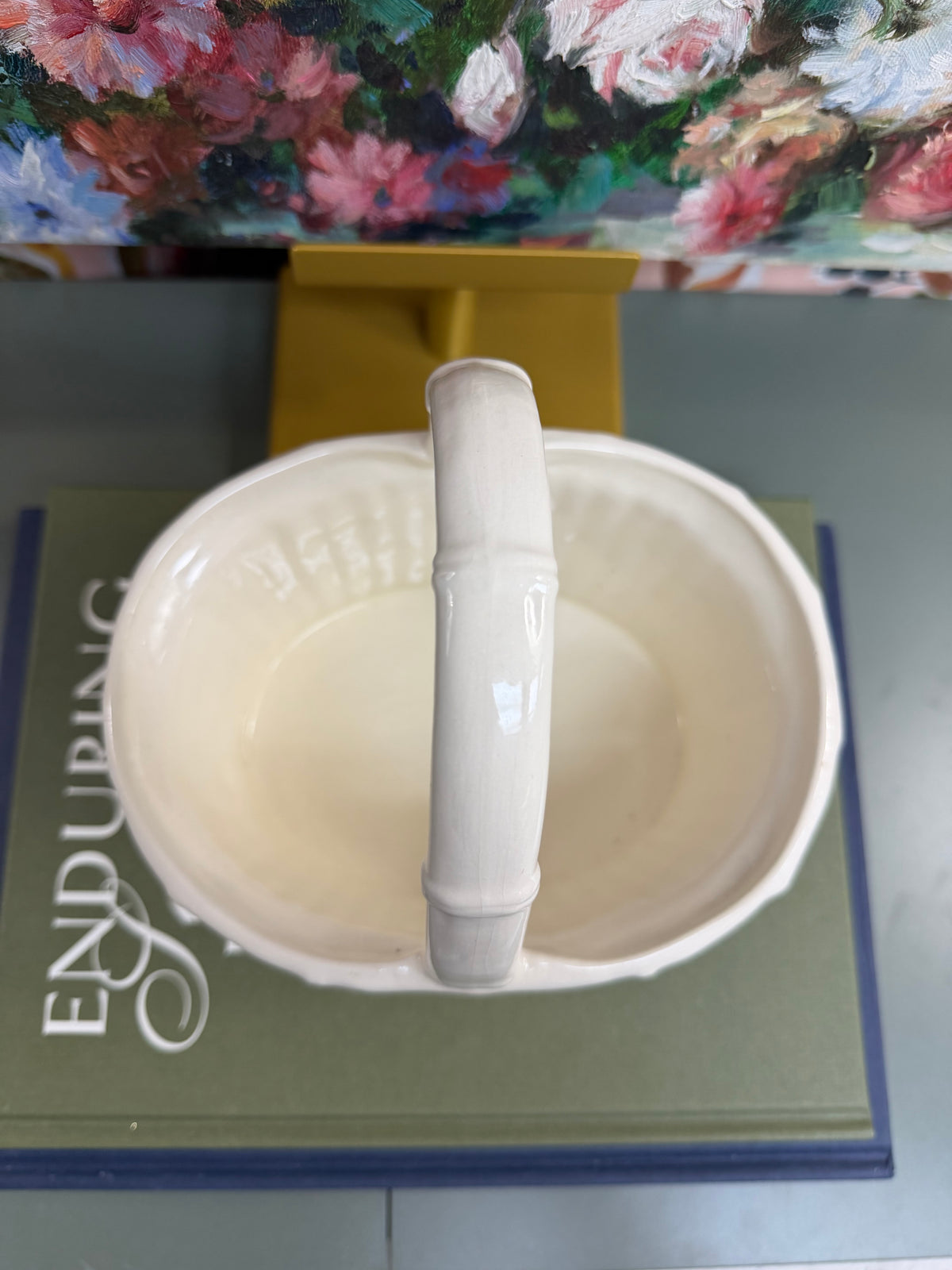 Bamboo Porcelain White Basket