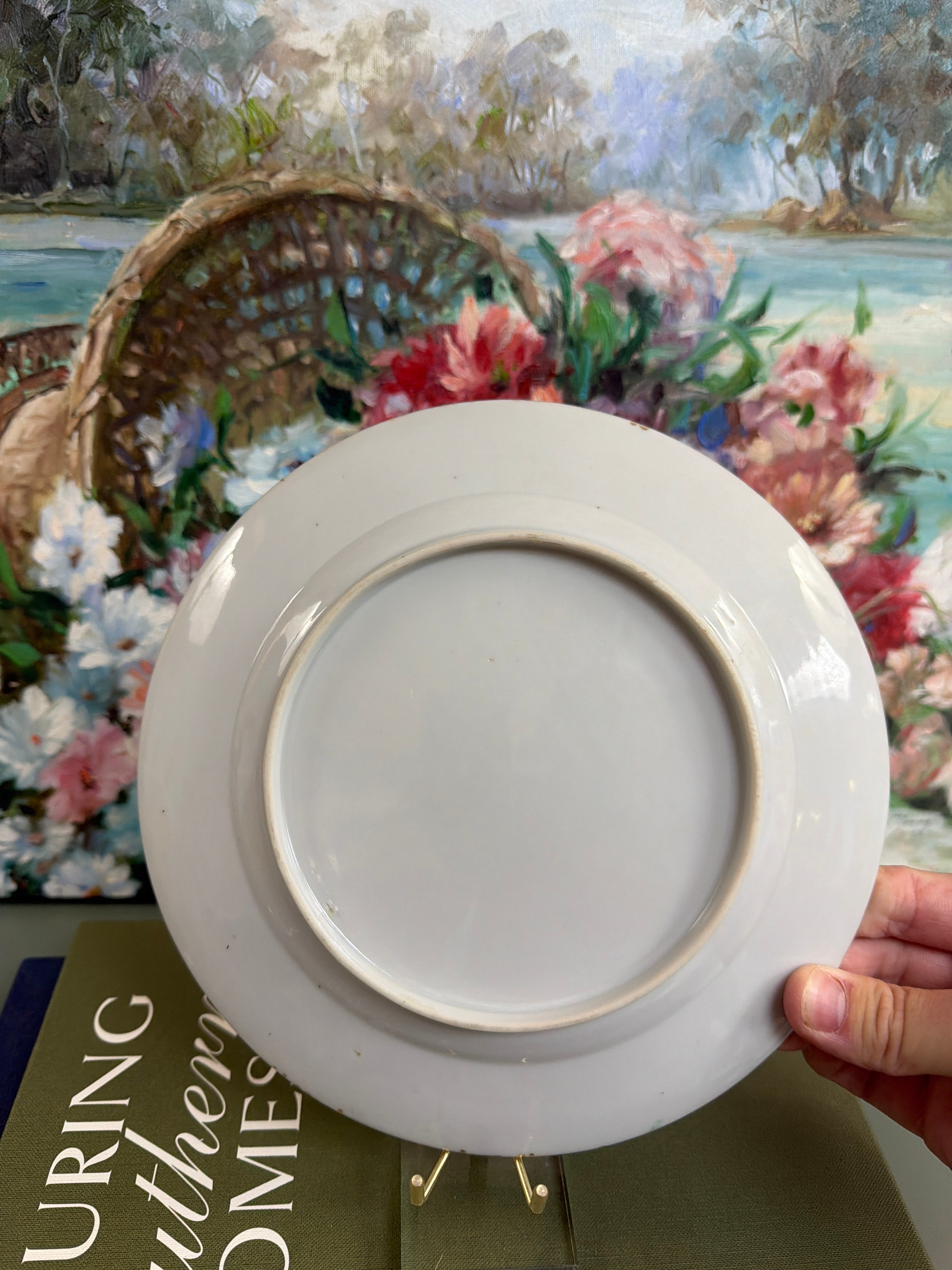 8.5” Bok Choy Dinner Plate w/ Blue Yellow and Black Butterflies