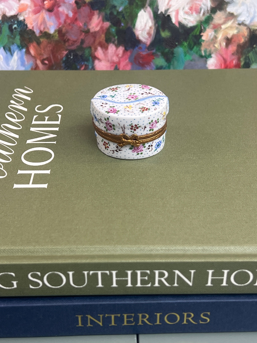 White Floral Hat Limoges Box