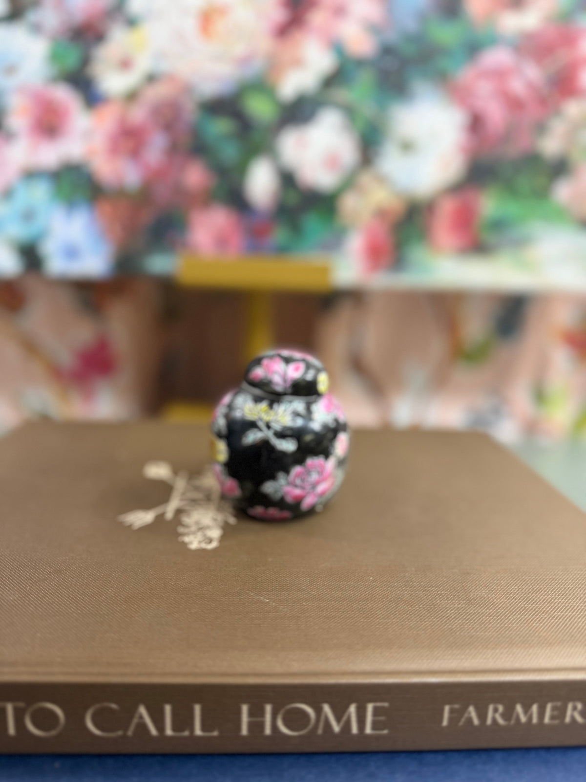 Mini Black Floral Ginger Jar