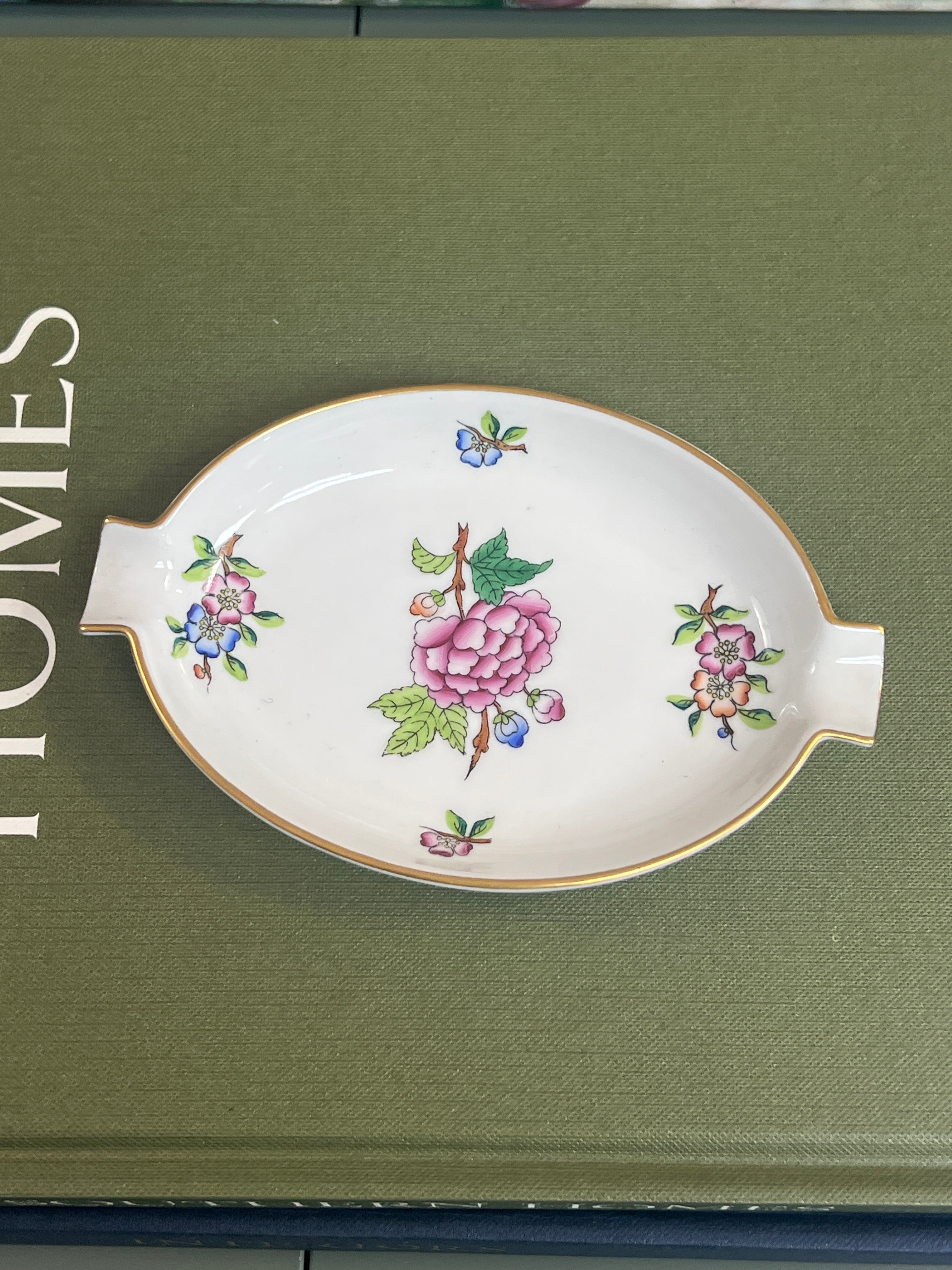 Pink Floral Herend Tray
