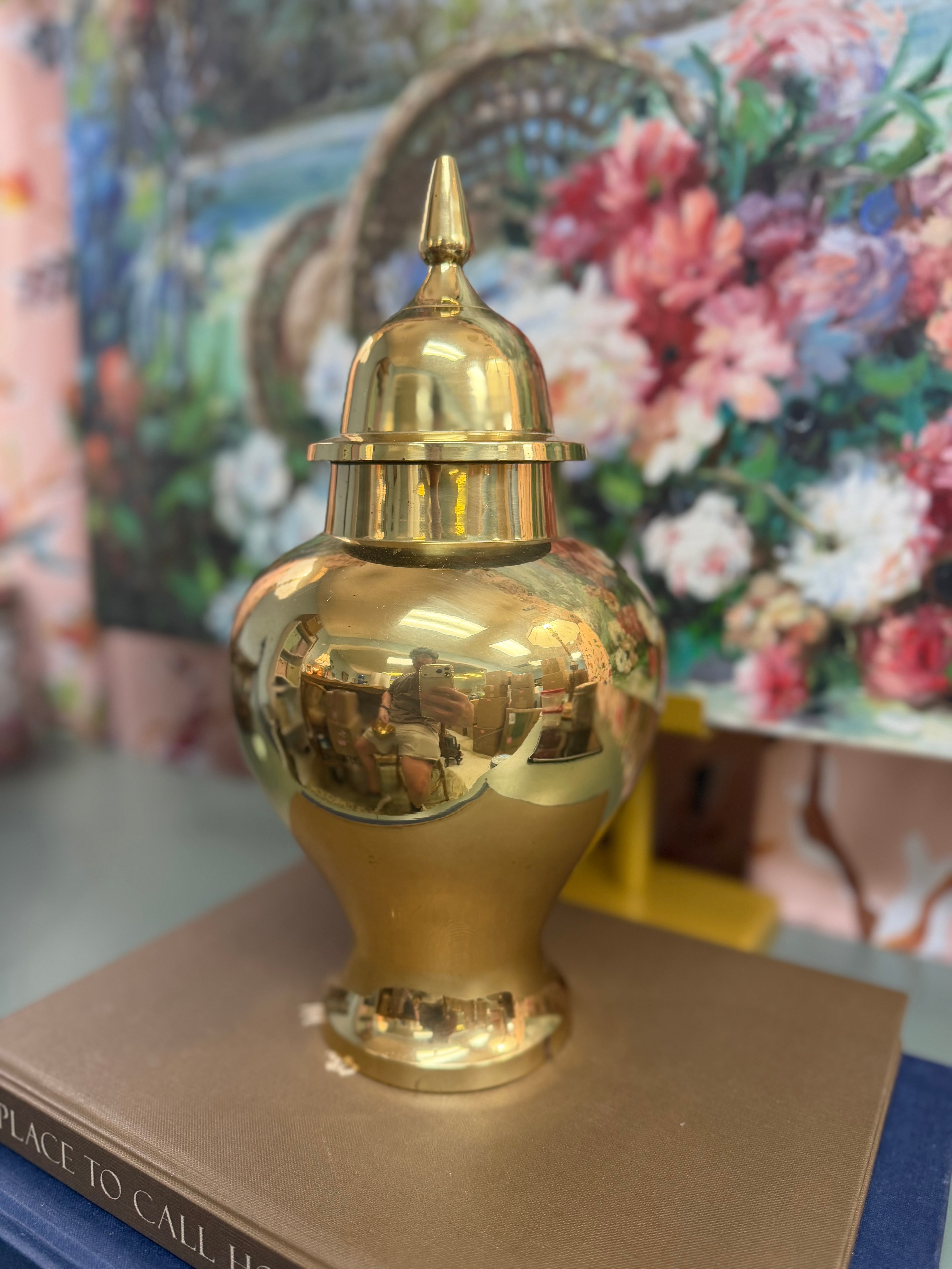 Large Brass Temple Jar
