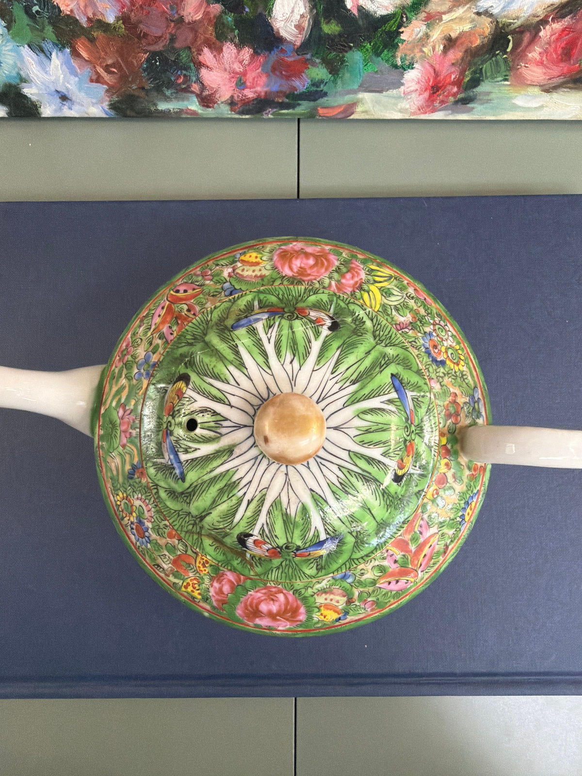 Large Antique Bok Choy Teapot *AS IS*