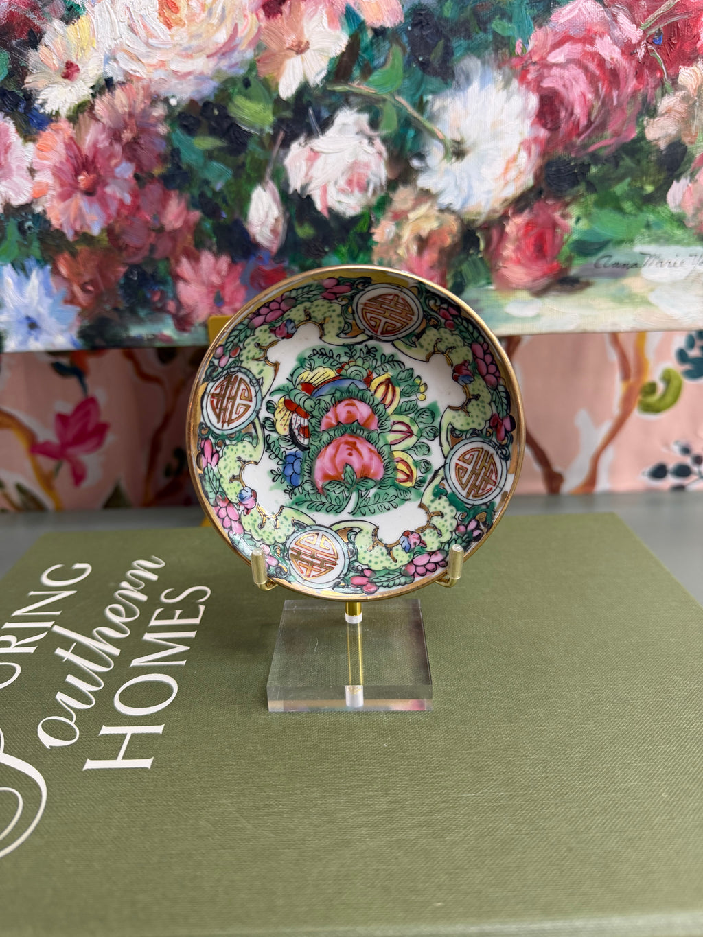 Vintage 4” Rose Canton Shallow Dish
