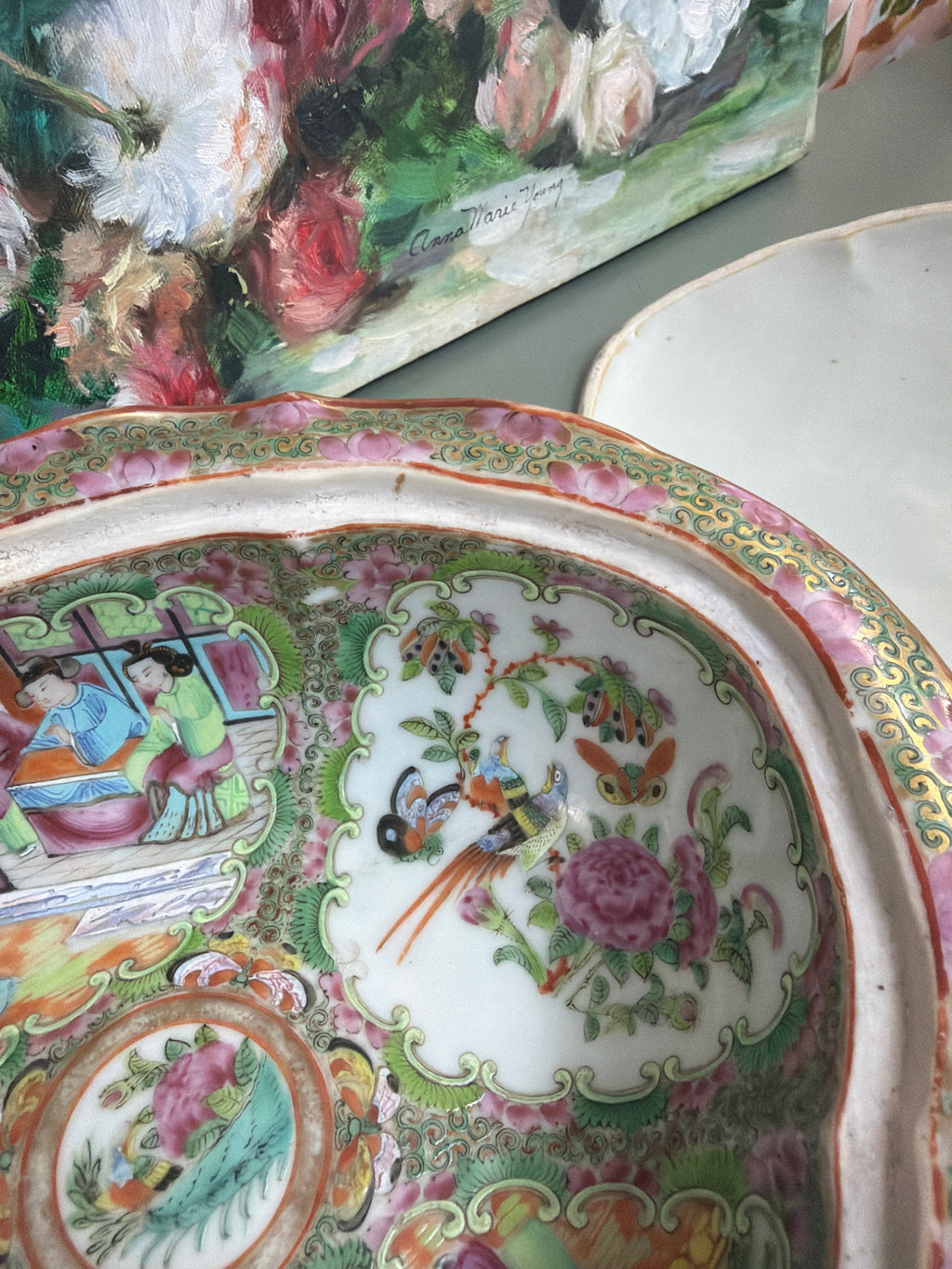 Large Antique Rose Medallion Tureen