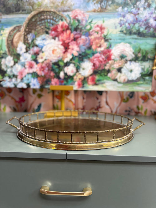 17 Inch Brass Bamboo Tray