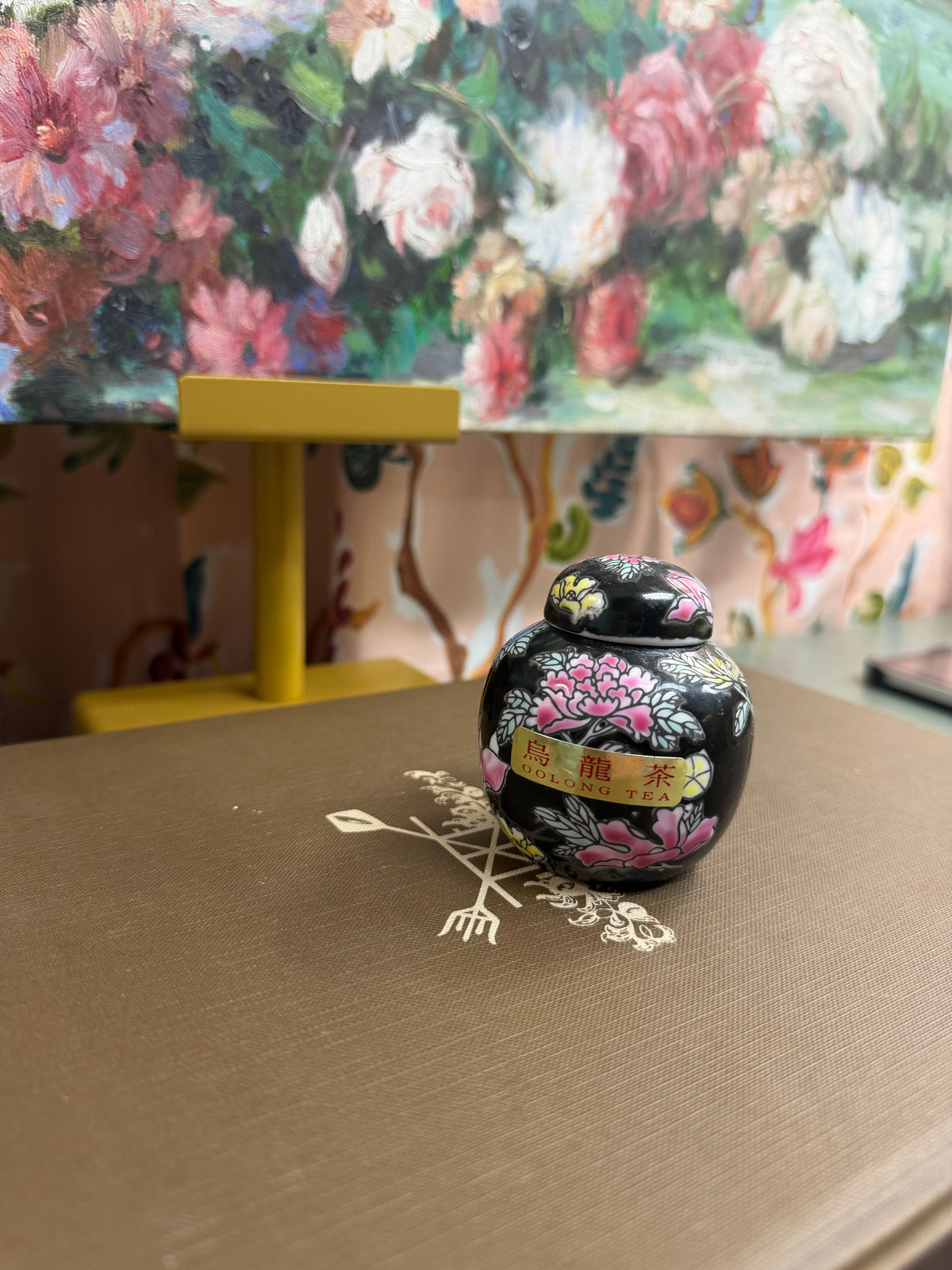 Mini Black Floral Ginger Jar