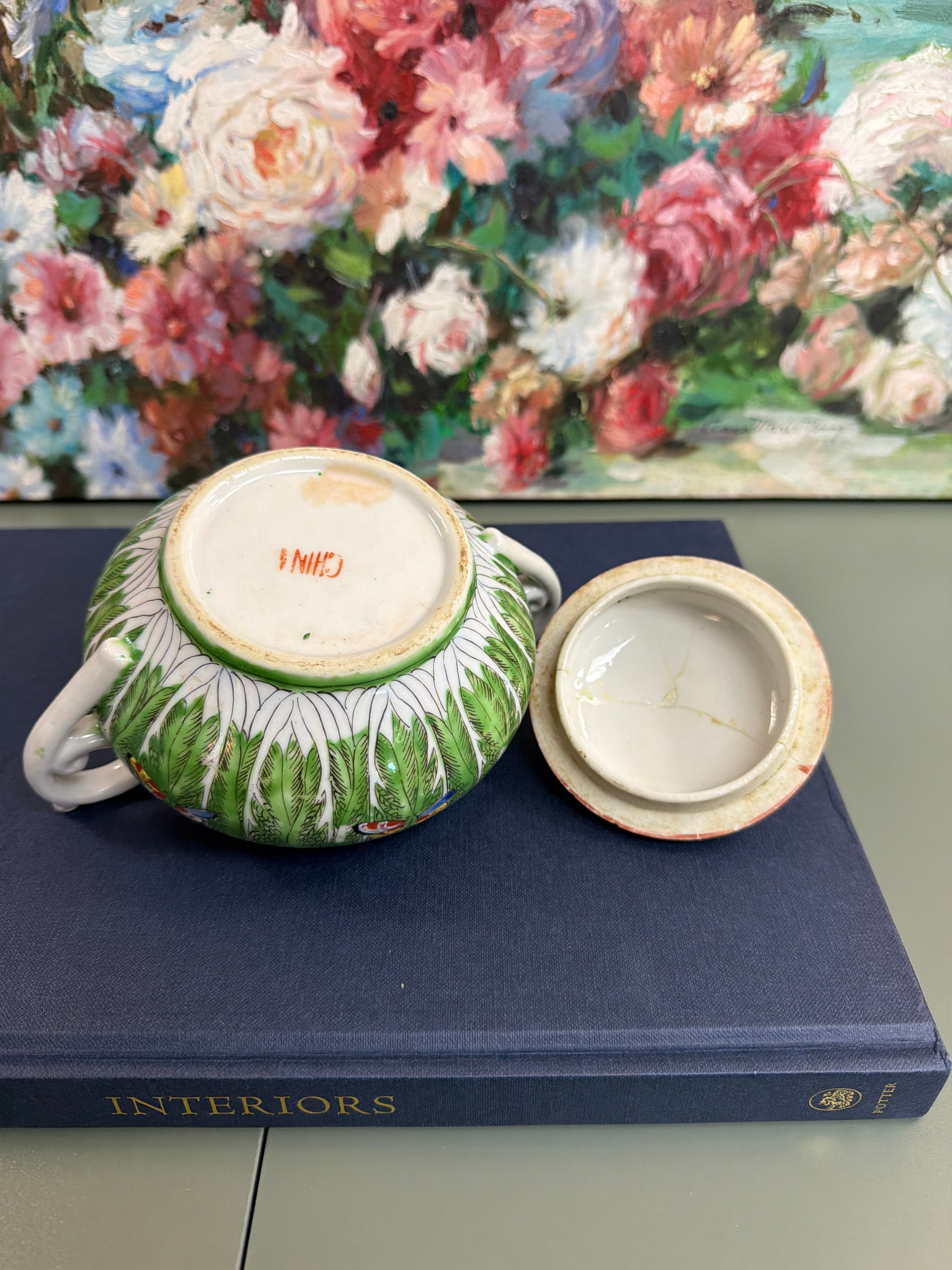 Antique Double Handled Bok Choy Sugar Dish *AS IS*