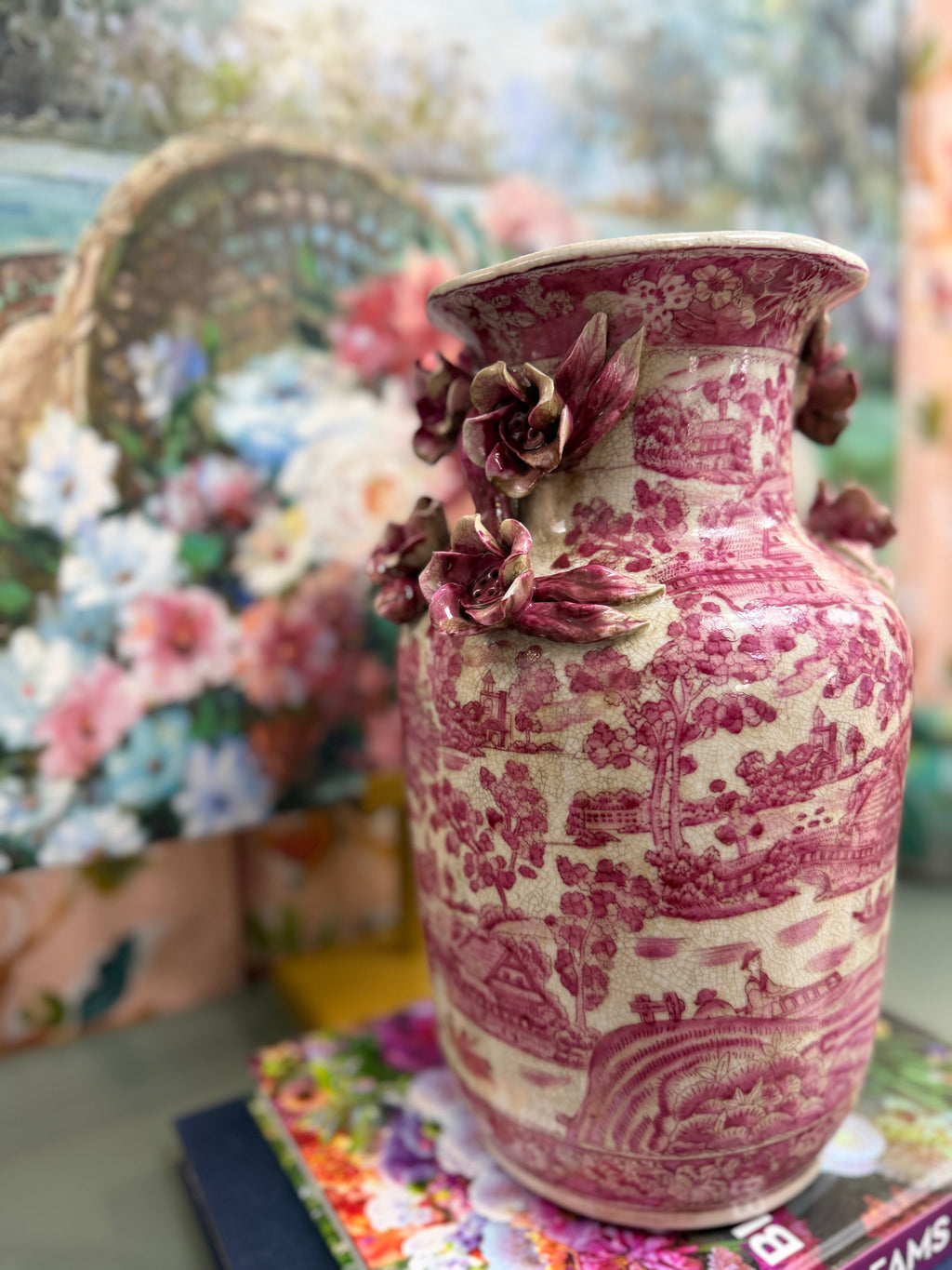 Pair of Pink and White Vases