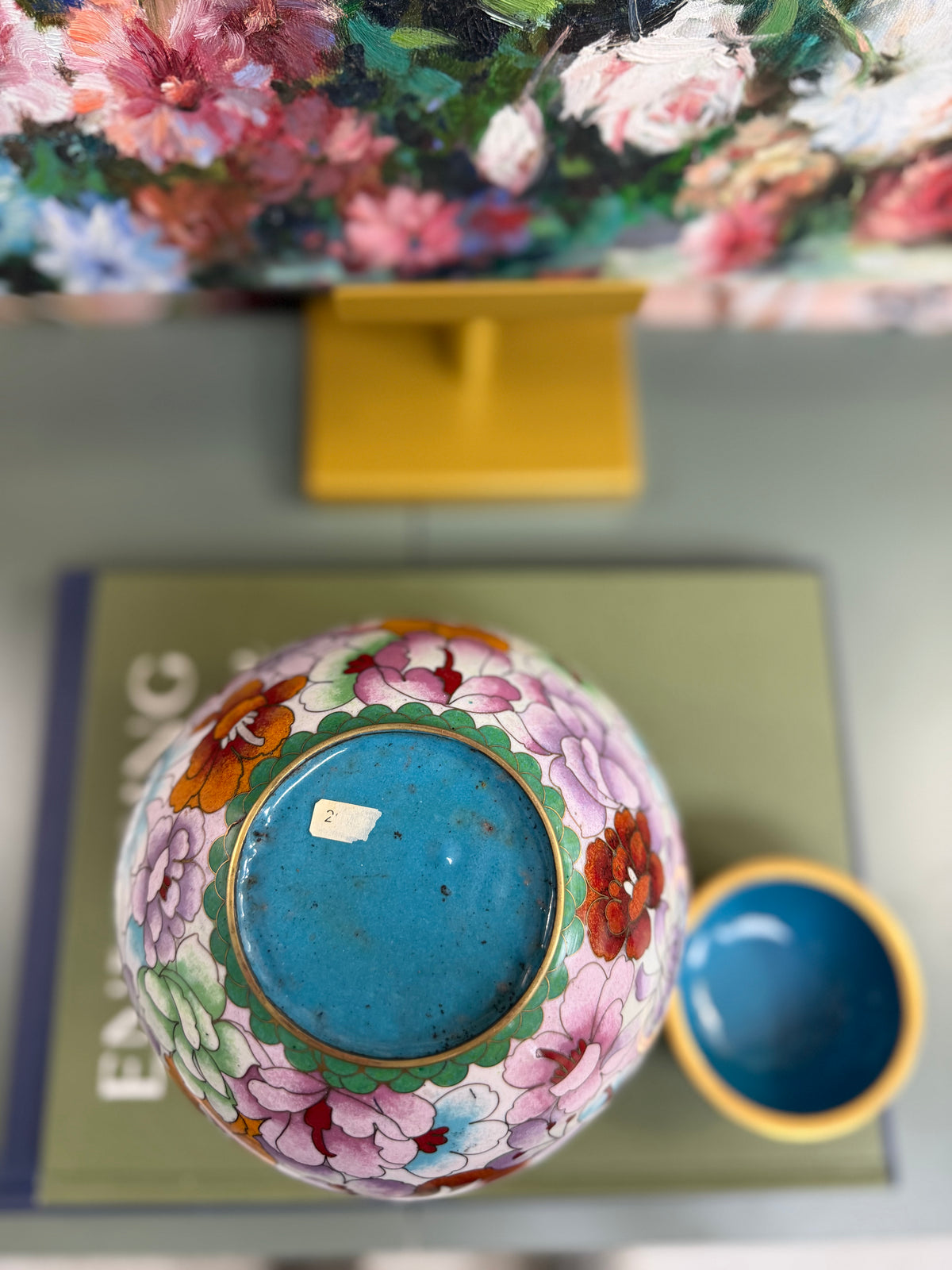 Colorful Floral Cloissone Ginger Jar ￼ ￼