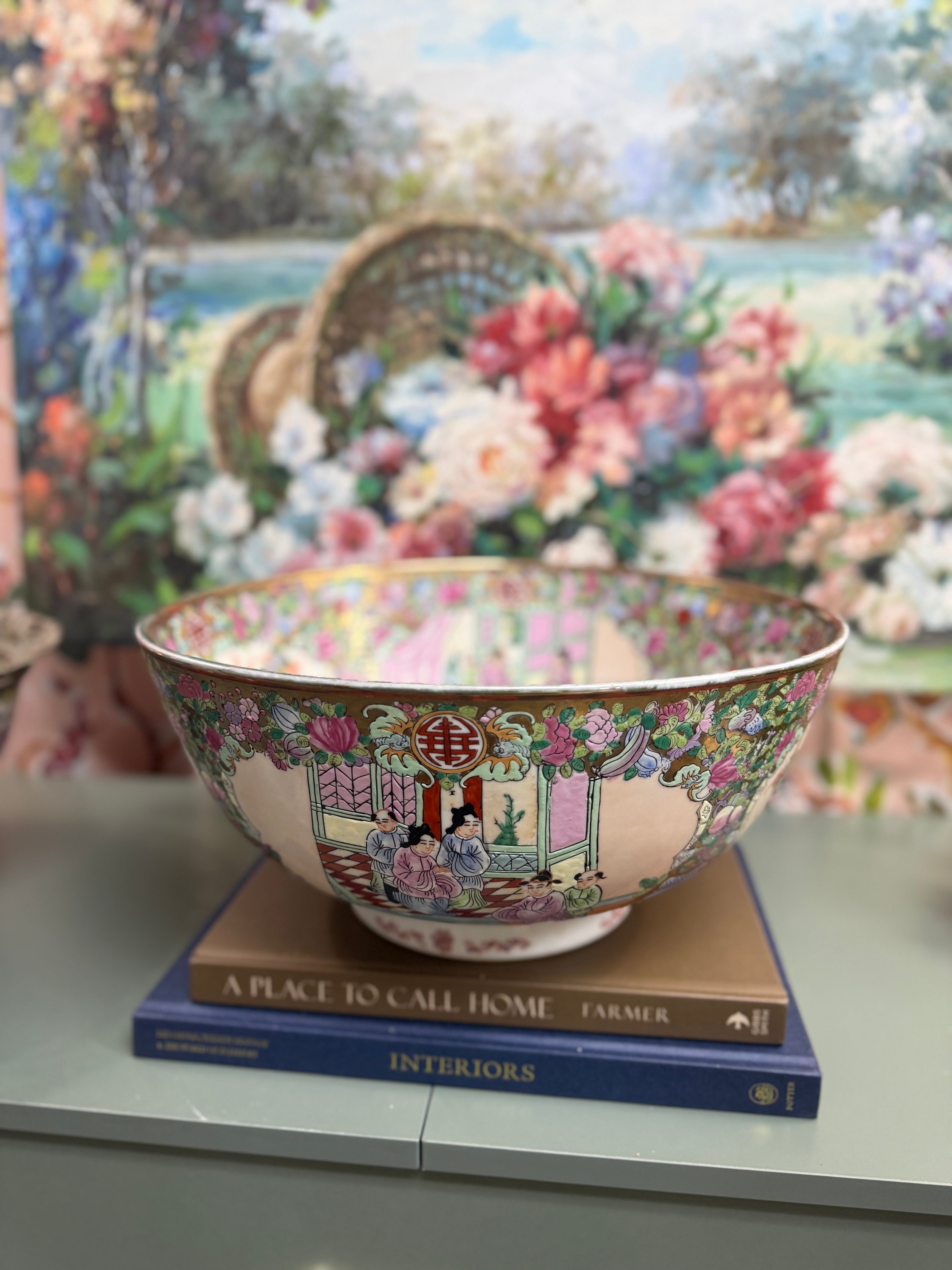 Large Vintage Rose Medallion Bowl