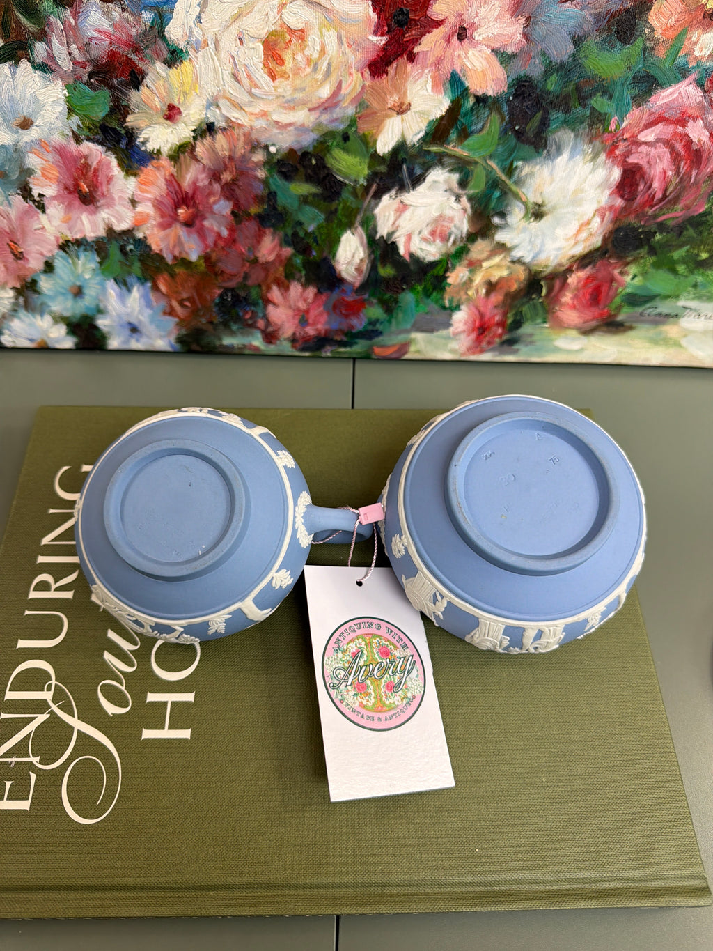 Blue Wedgwood Creamer and Sugar Set