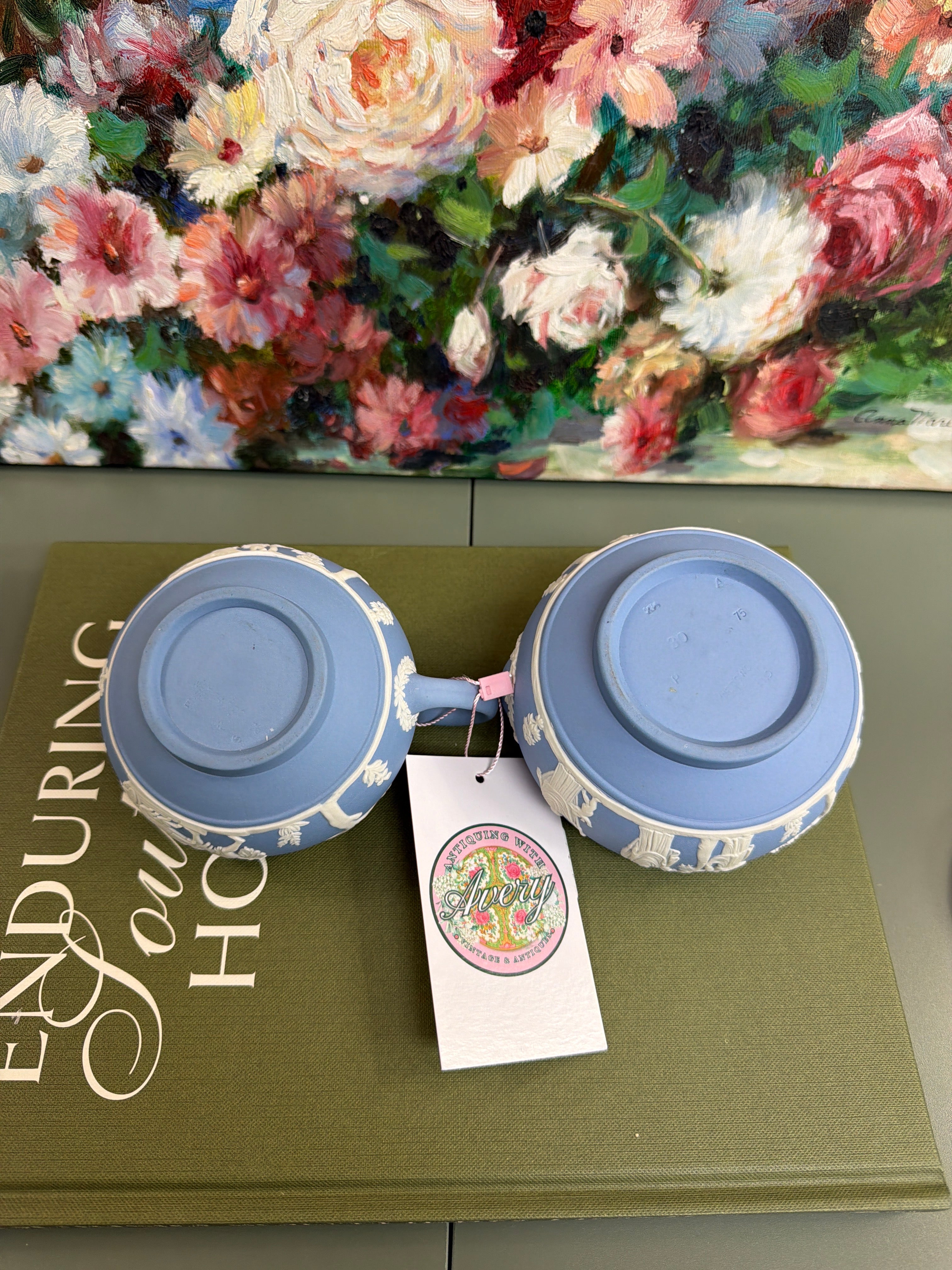 Blue Wedgwood Creamer and Sugar Set