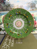 8.5” Bok Choy Dinner Plate w/ Blue Yellow and Black Butterflies *PAINT LOSS*