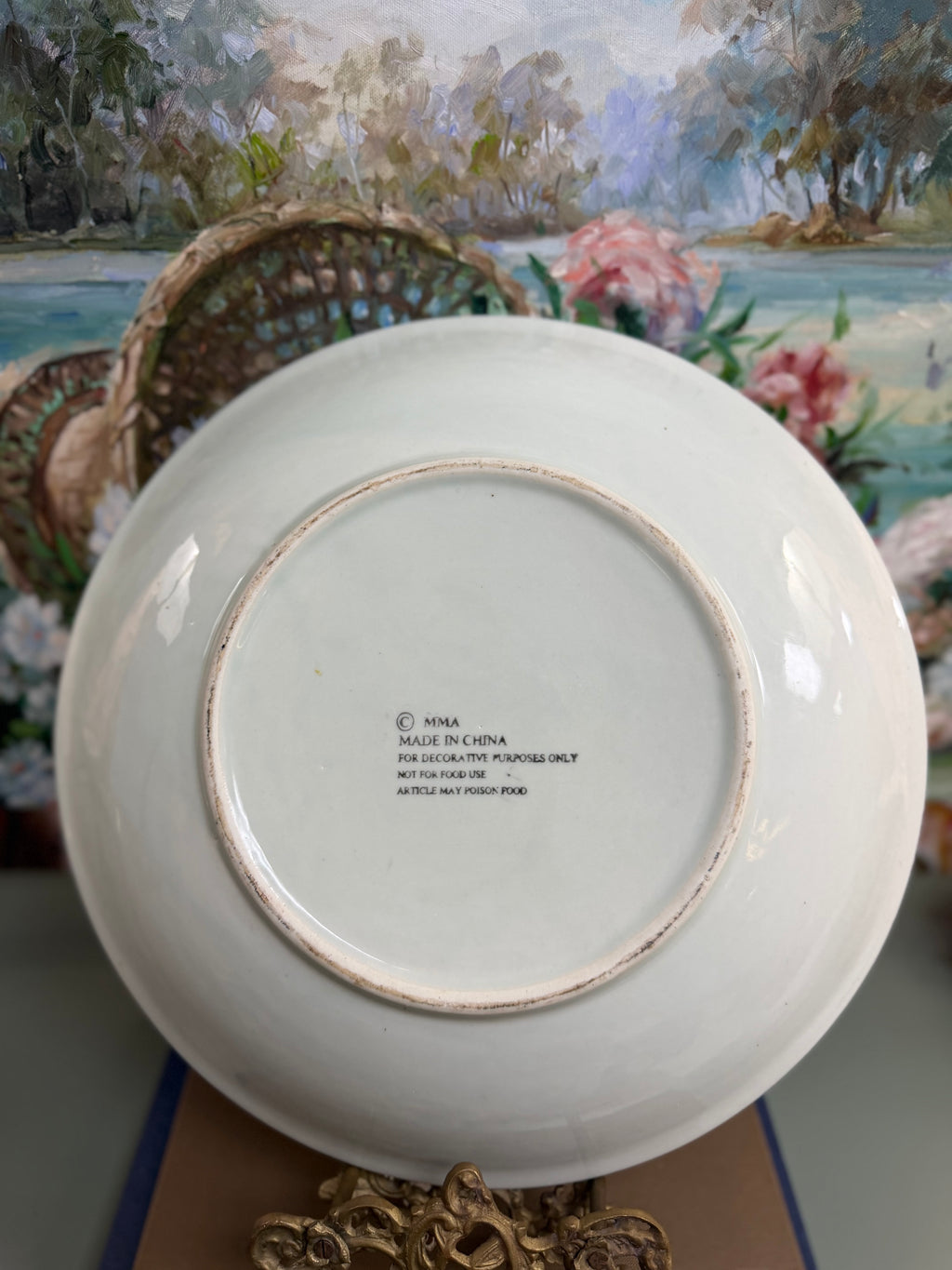 Large Celadon Es Que Butterfly Plate