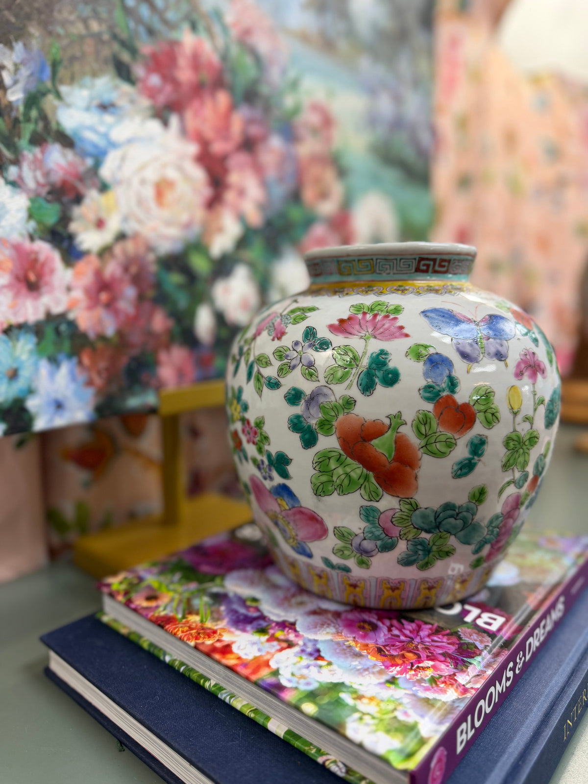 Vintage White Butterfly Vase