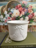 White Made In Portugal Bow Swag Planter