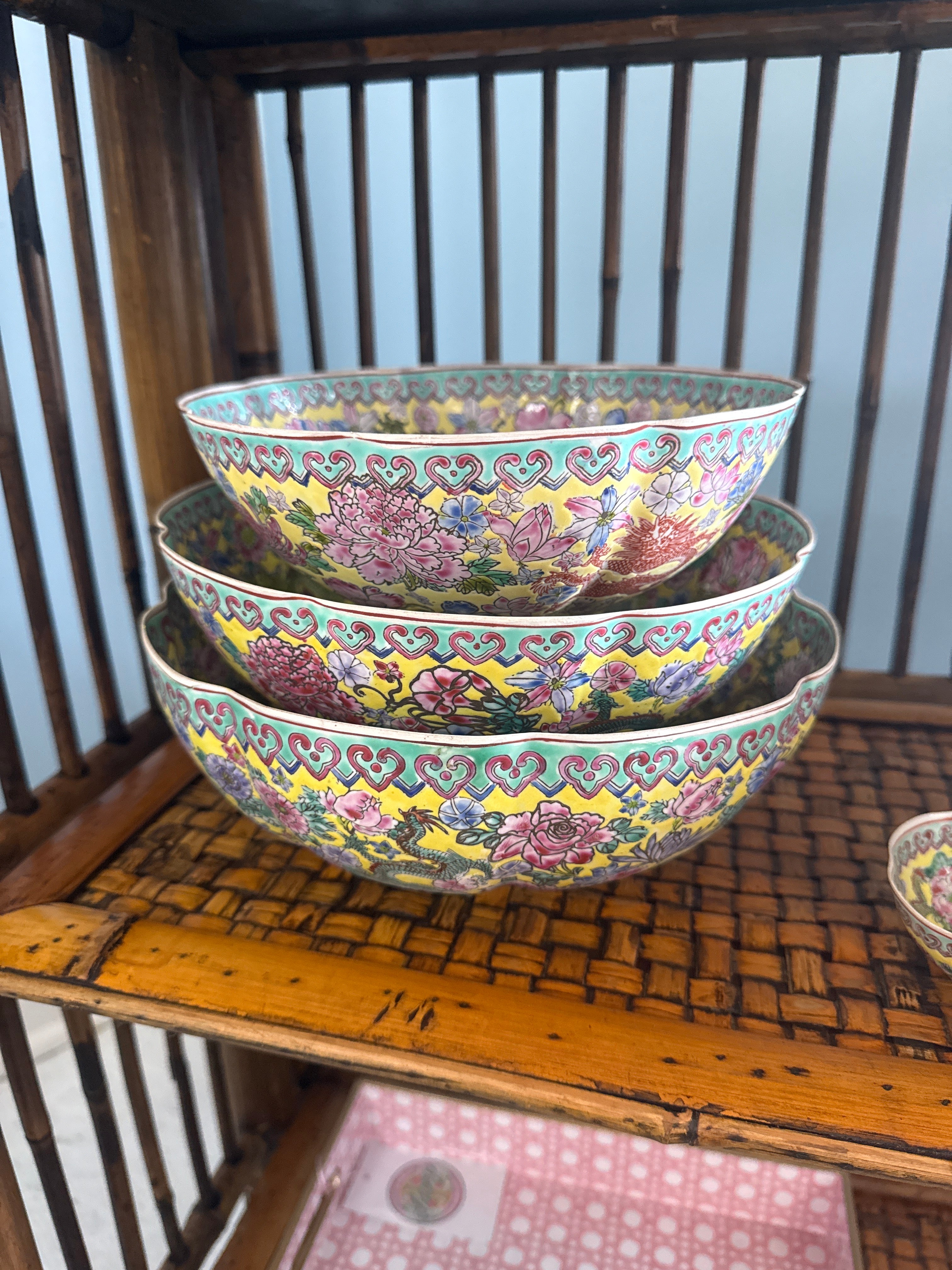 Large Yellow Scalloped Bowl