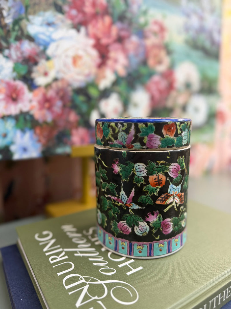 Black Famille Noir Black Butterfly Lidded Canister