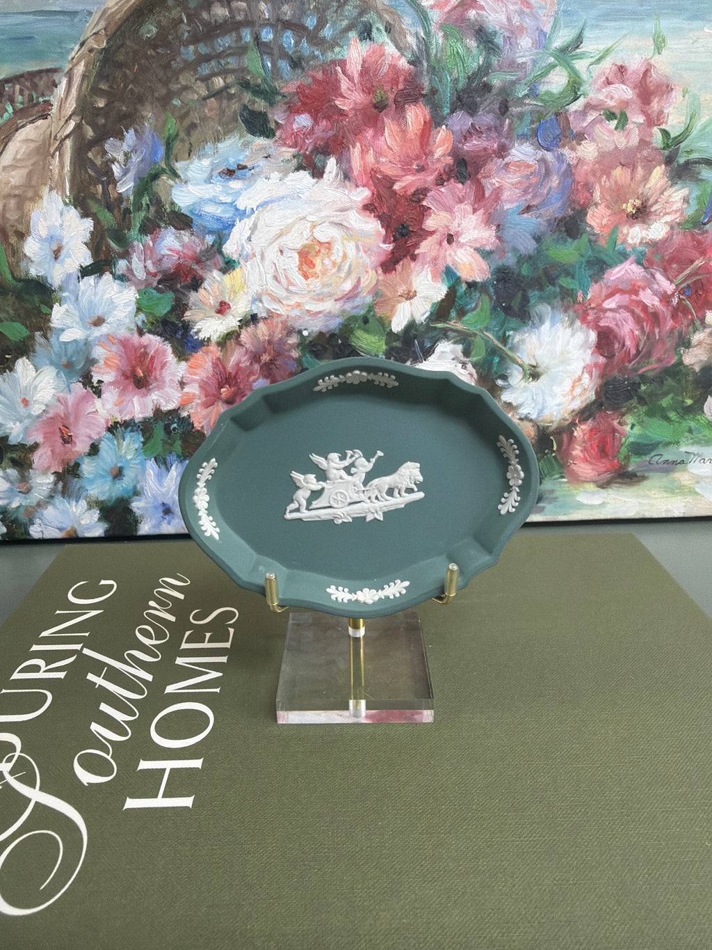 Teal Cherub and Lion Wedgwood Tray