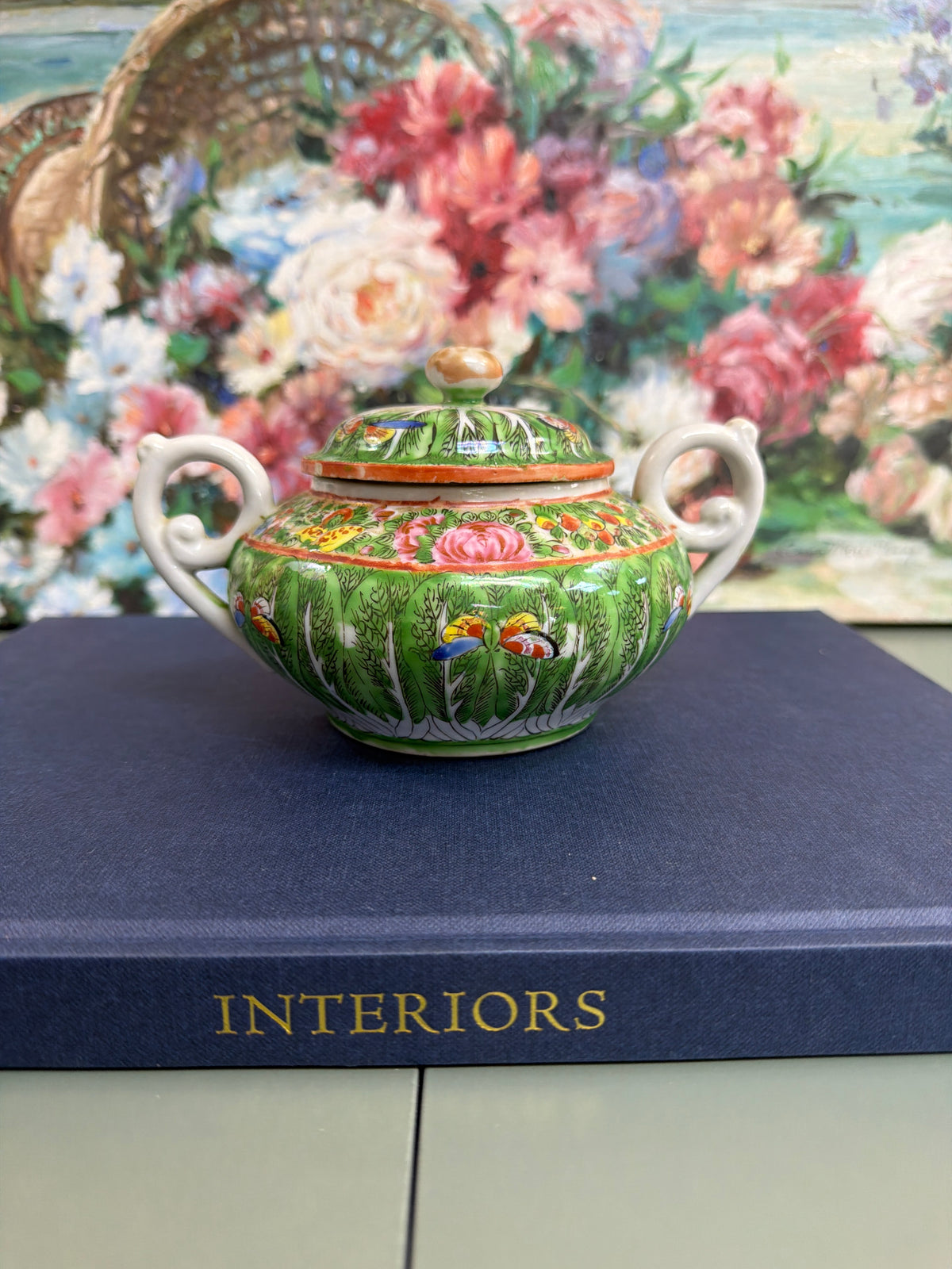 Antique Double Handled Bok Choy Sugar Dish *AS IS*