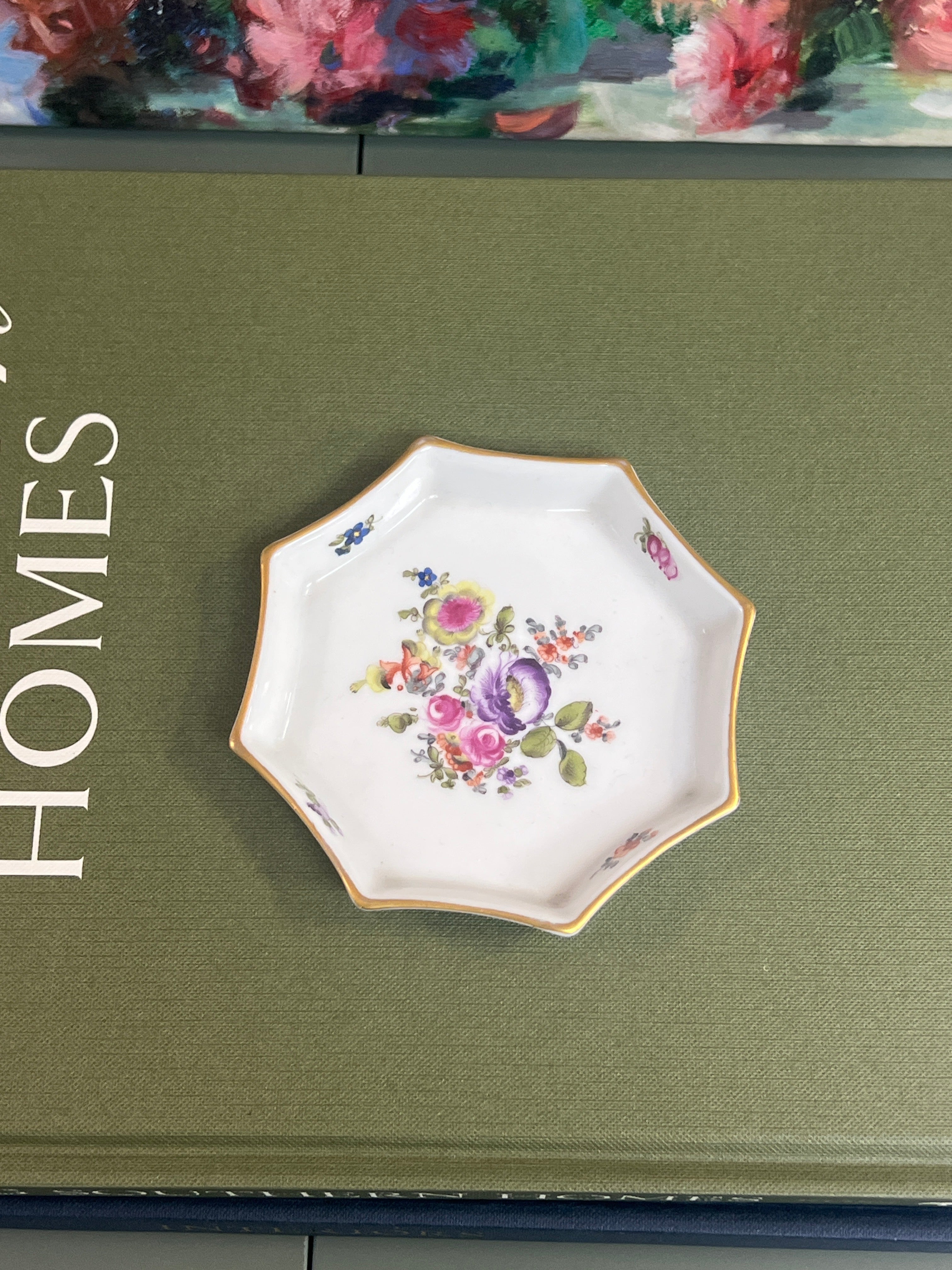 Colorful Floral Octagonal Herend Dish