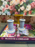 Blue Wedgwood Feather Style Candlestick Holders