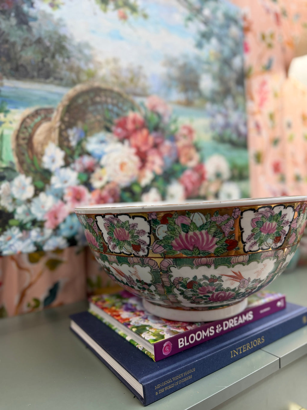 Vintage 14” Rose Canton Bowl