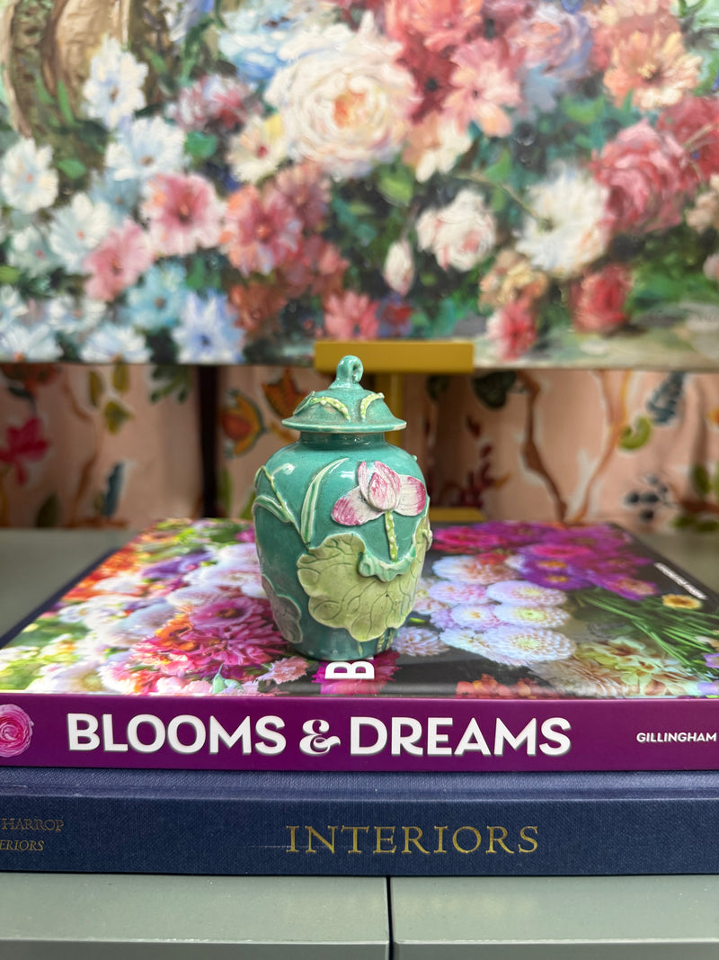 Mini Antique Green Lotus Jar
