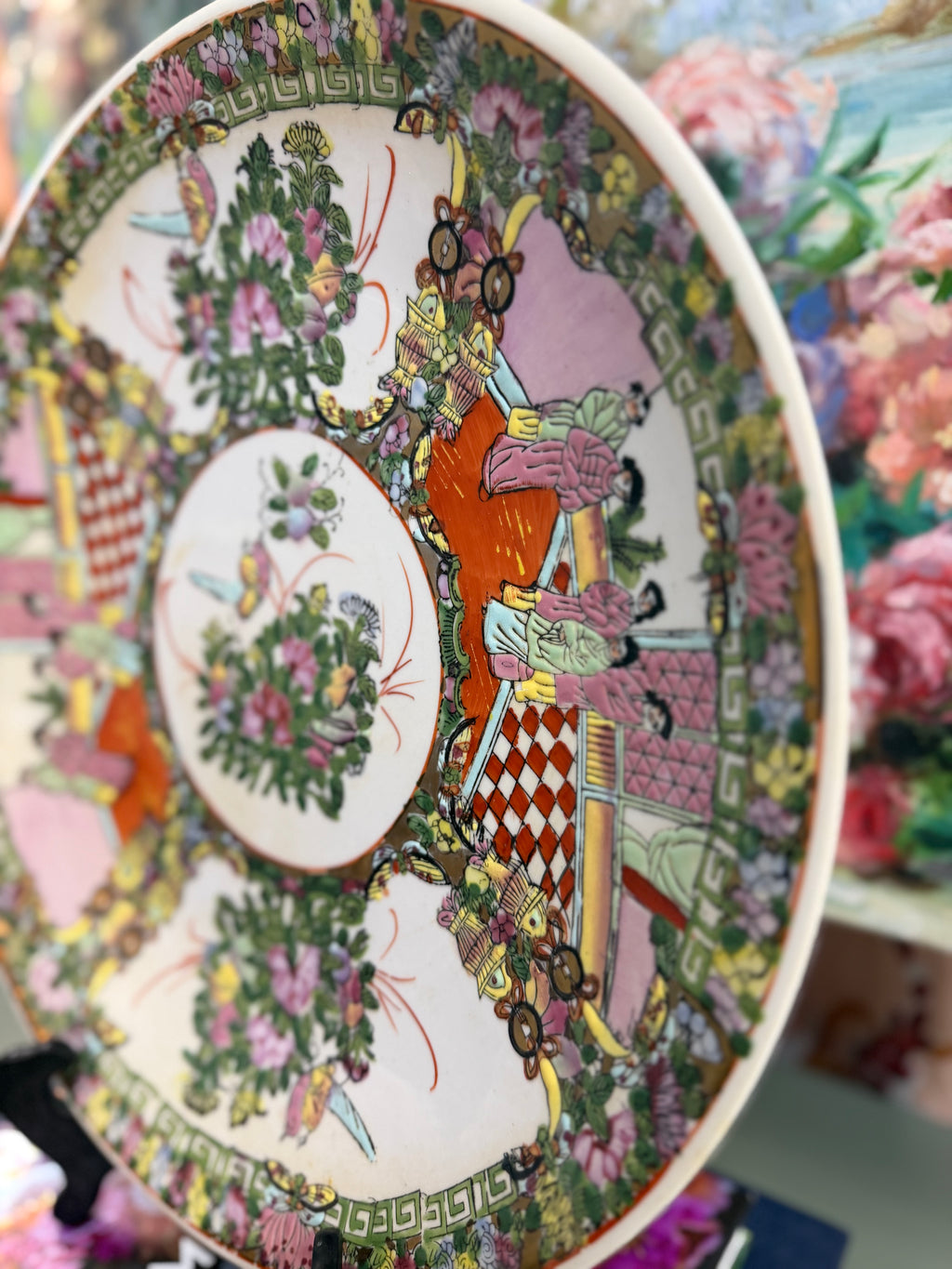 Vintage 14” Rose Medallion Charger