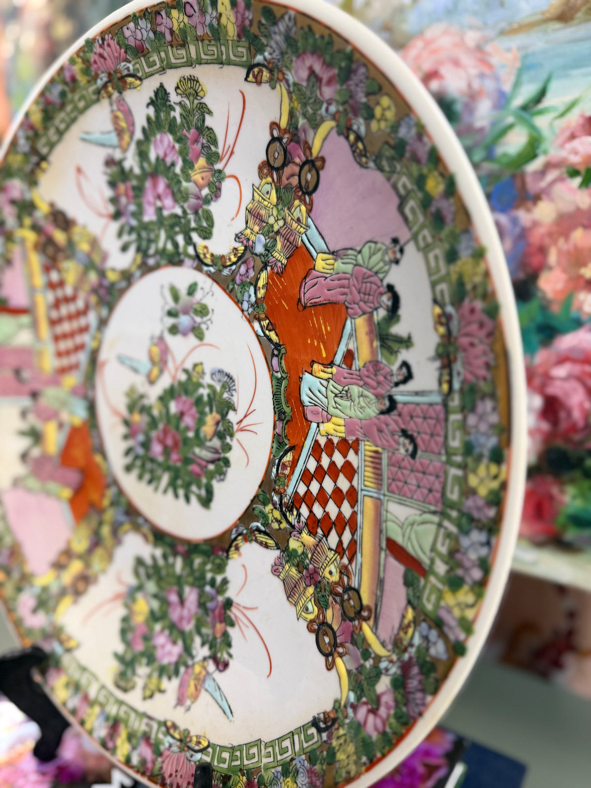 Vintage 14” Rose Medallion Charger