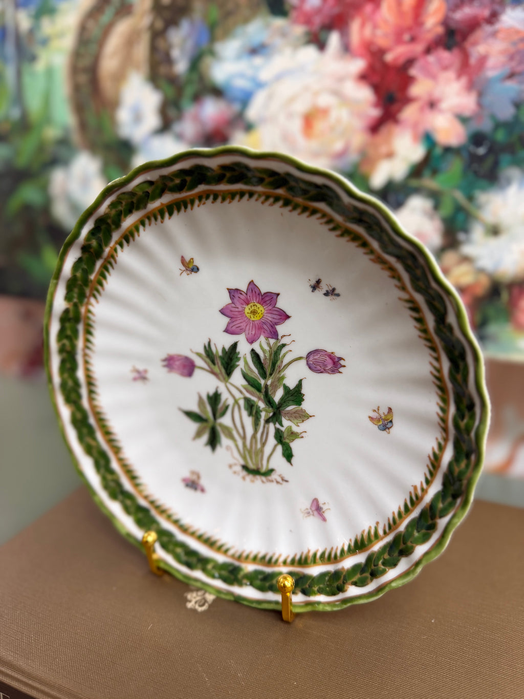 Vintage Botanical Purple Ruffled Plate